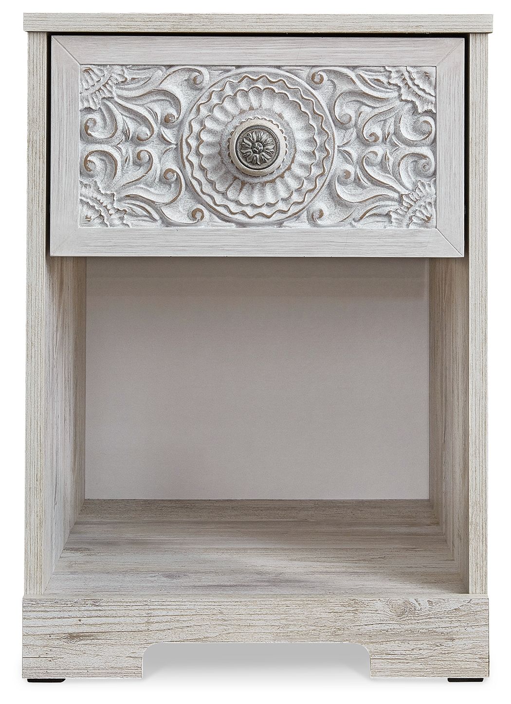 Paxberry - One Drawer Night Stand - Open Cubby - Whitewash - Image 2