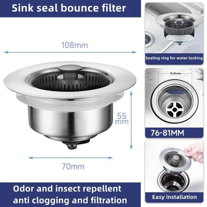 Clean Sink Stainless Steel Odor-Control Strainer - Image 2