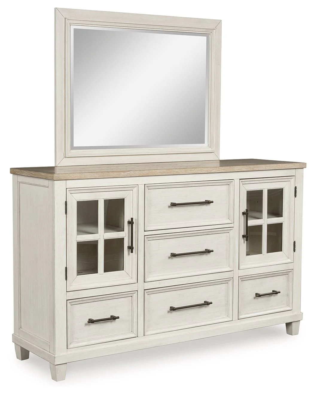 Shaybrock - Dresser And Mirror - Antique White / Brown - Image 1