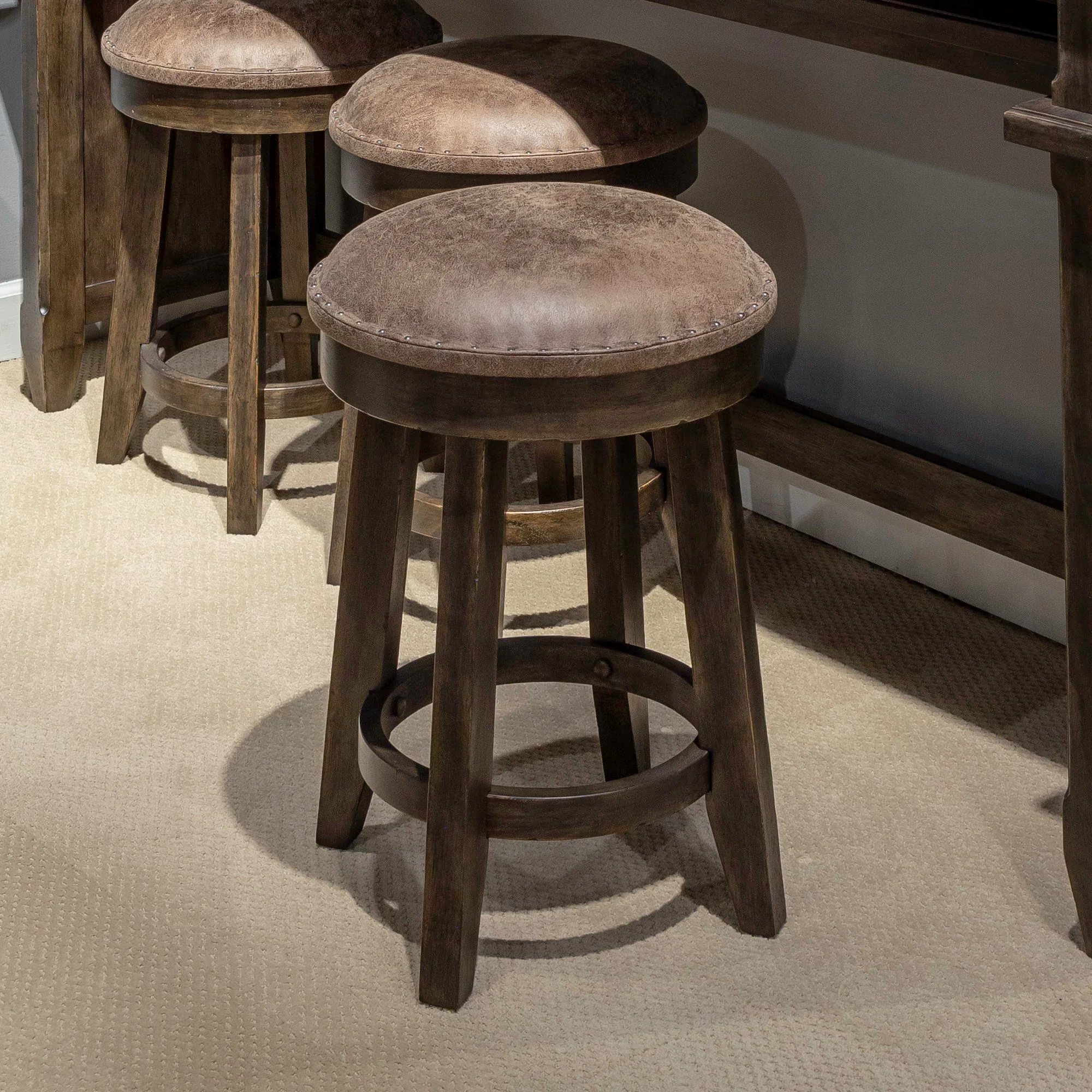 Paradise Valley - Upholstered Console Stool - Saddle Brown - Image 1