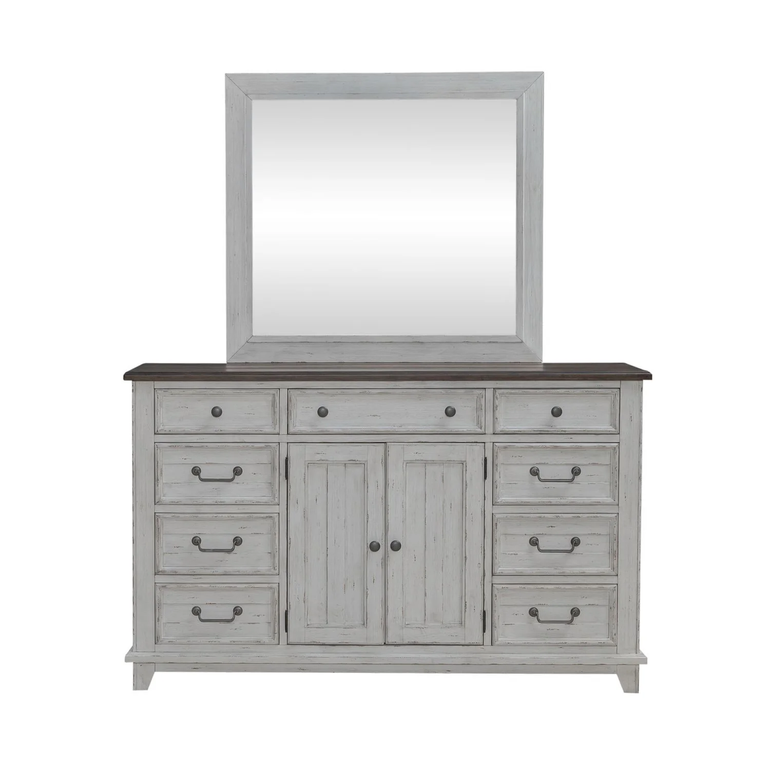 River Place - Dresser & Mirror - Riverstone White & Tobacco - Image 3