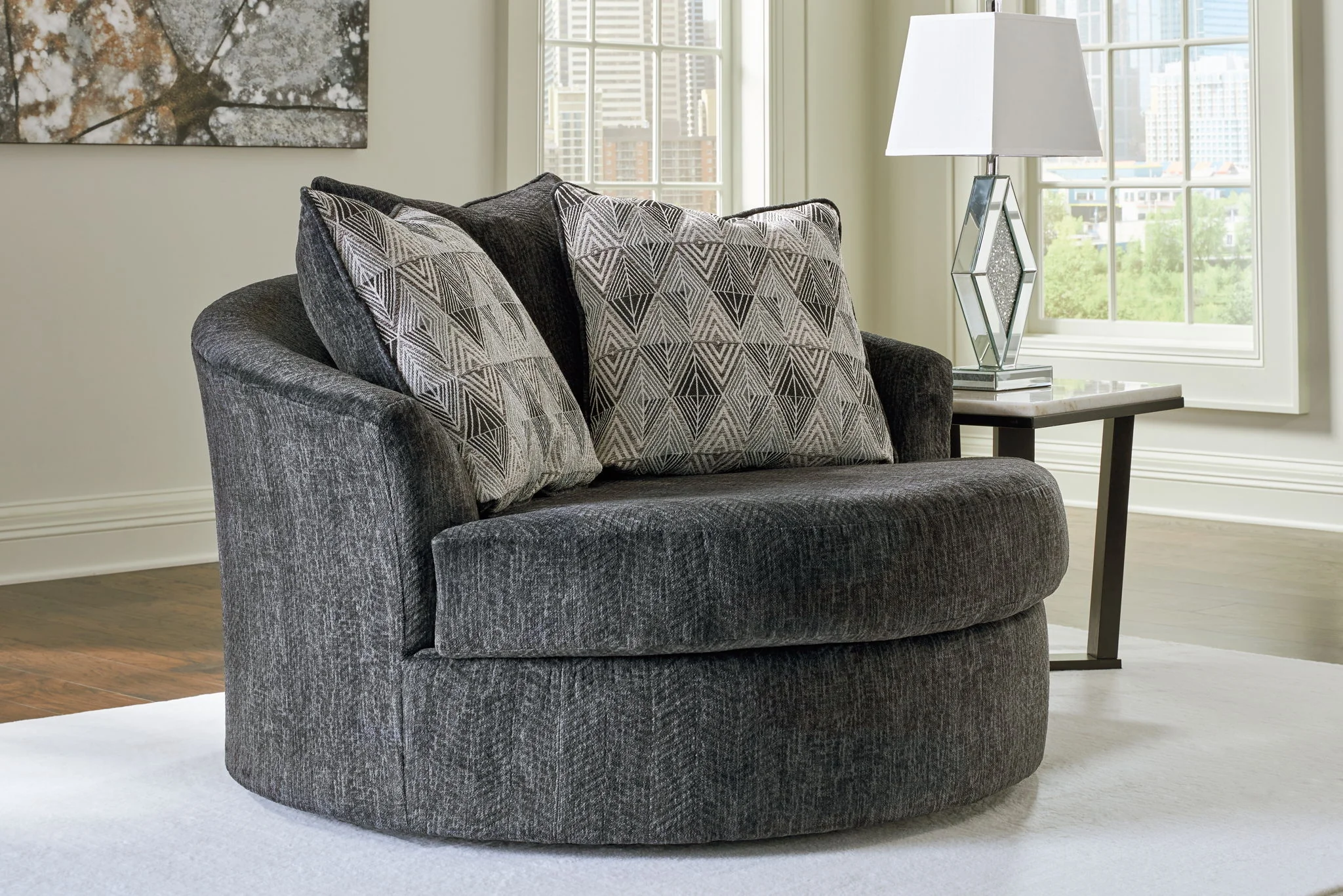Biddeford - Oversized Swivel Accent Chair - Shadow - Image 3