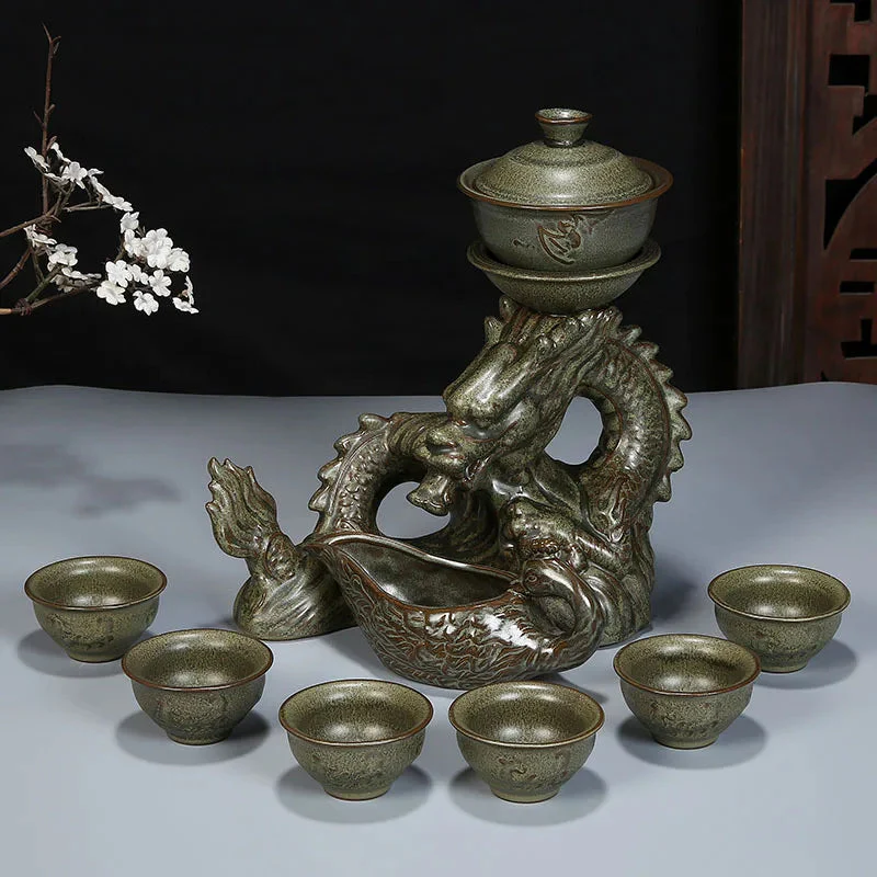 Ceramic Portable Traditional Dragon Tea Set - Image 2