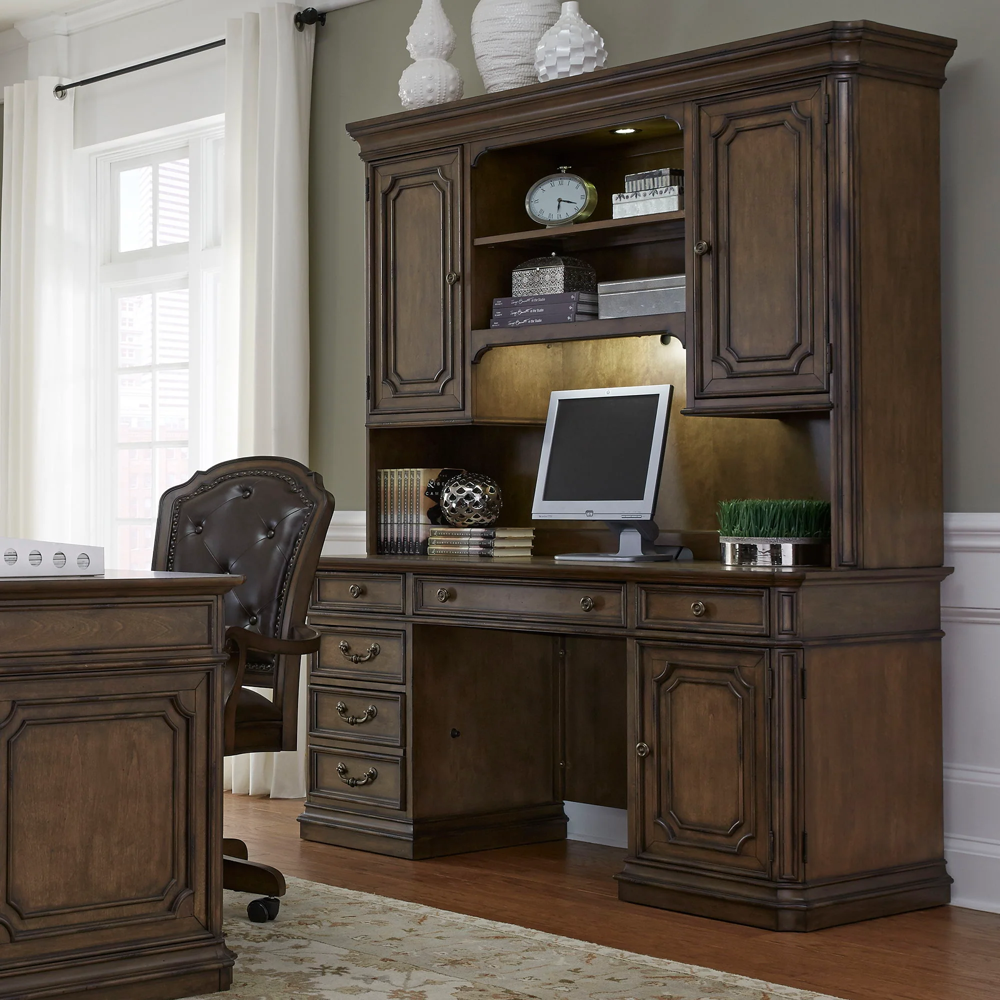Amelia – Jr Executive Credenza Set – Antique Toffee