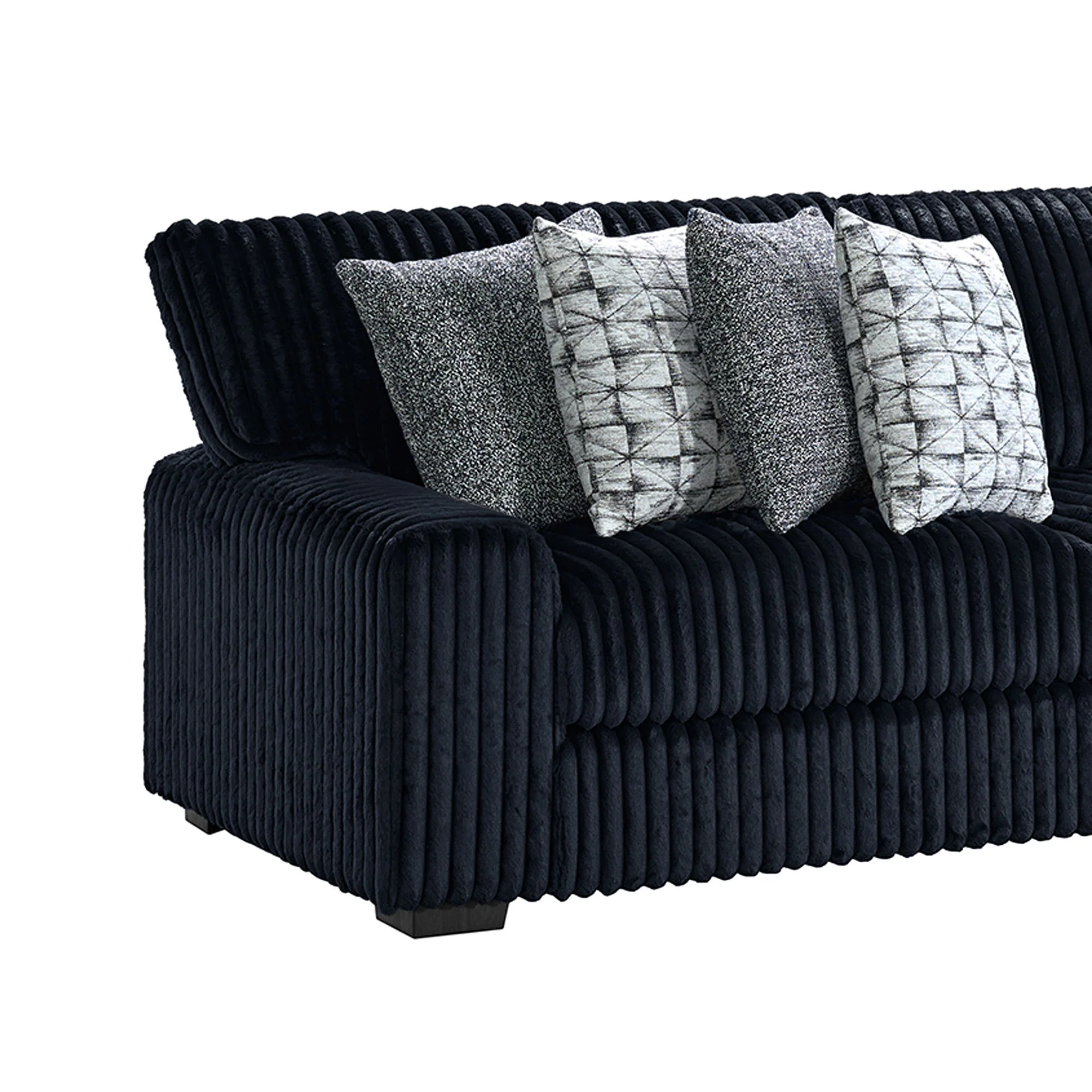Nightfall - LHF Loveseat With 4 Pillows 20" (2 Winkin Walnut, 2 Nod Walnut) - Grand Cord Black - Image 3