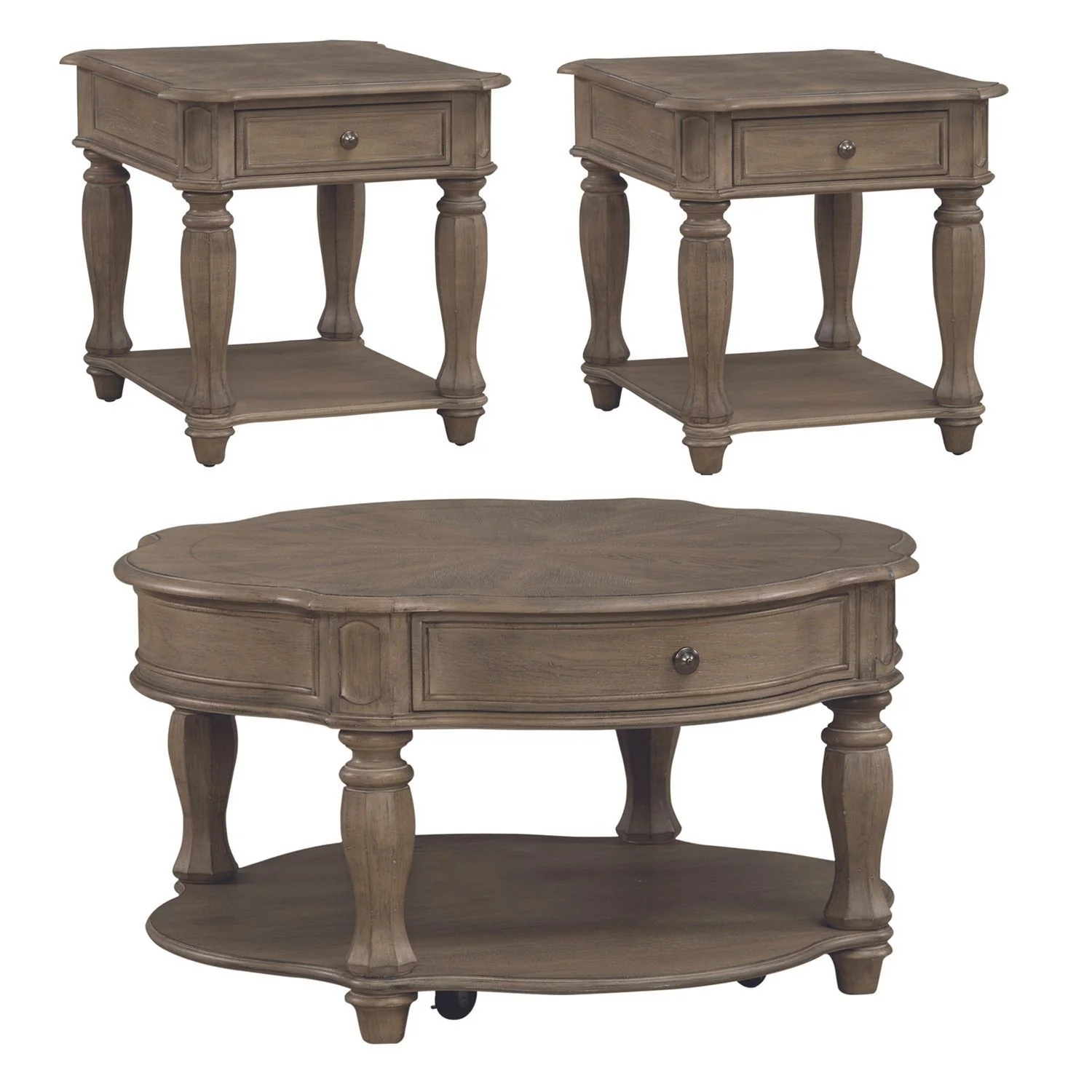 Magnolia Manor - 3 Piece Table Set - Weathered Bisque - Image 2