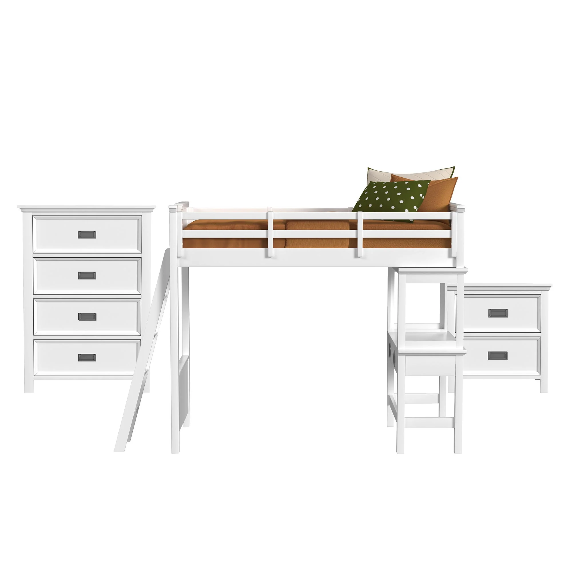 Hampton Kids – Loft With Ladder And Desk With Speaker Bedroom Set
