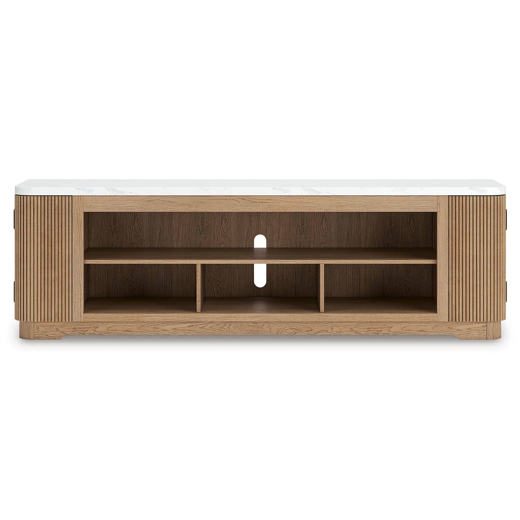 Camdill - XL TV Stand With Fireplace Option - Light Brown - Image 3