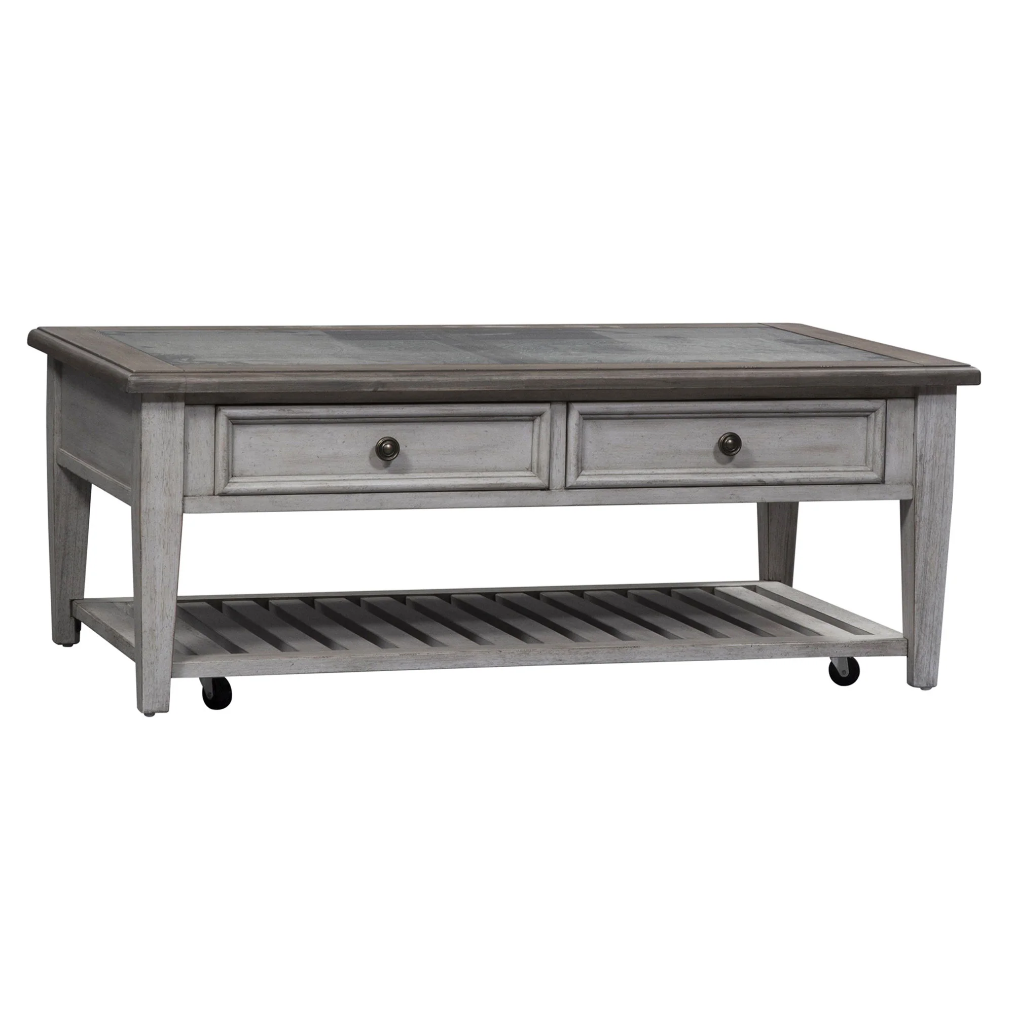 Heartland - 3 Piece Table Set - Antique White / Tobacco Tops - Image 3