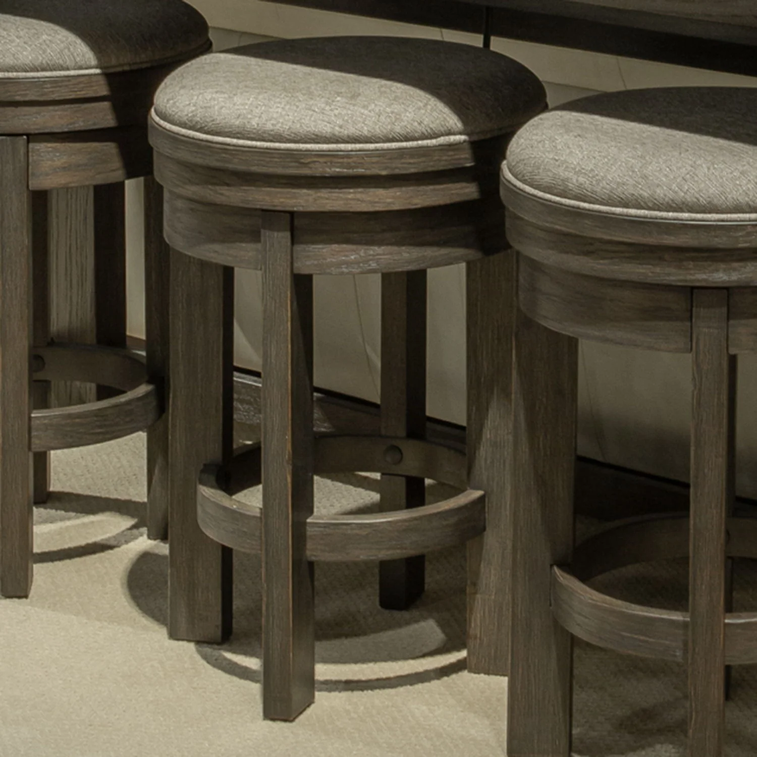Lennox Hill - Upholstered Swivel Console Stool - Bark - Image 1