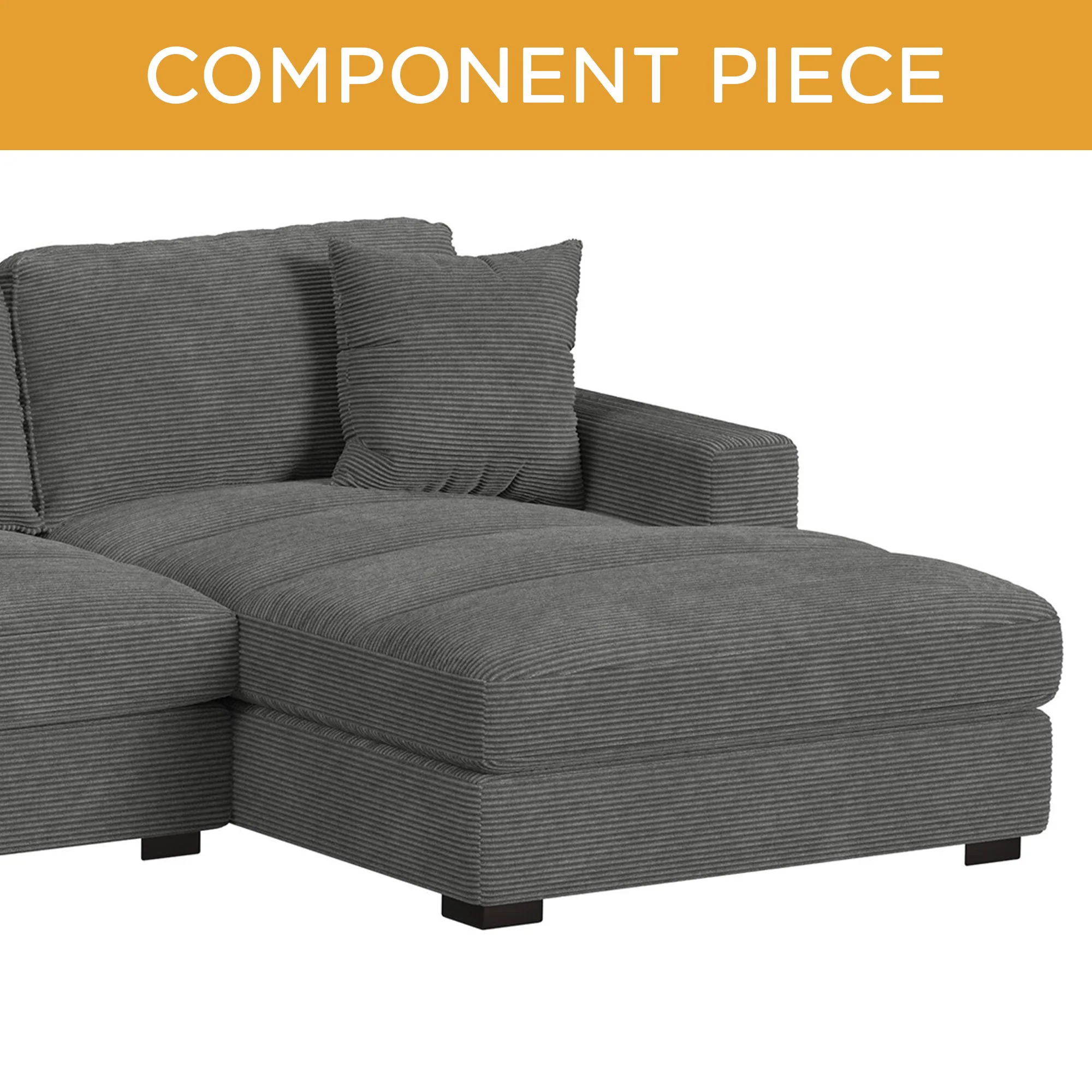 Arizona – Modular RHF Chaise With 1 Pillow 20″ – Steno Charcoal