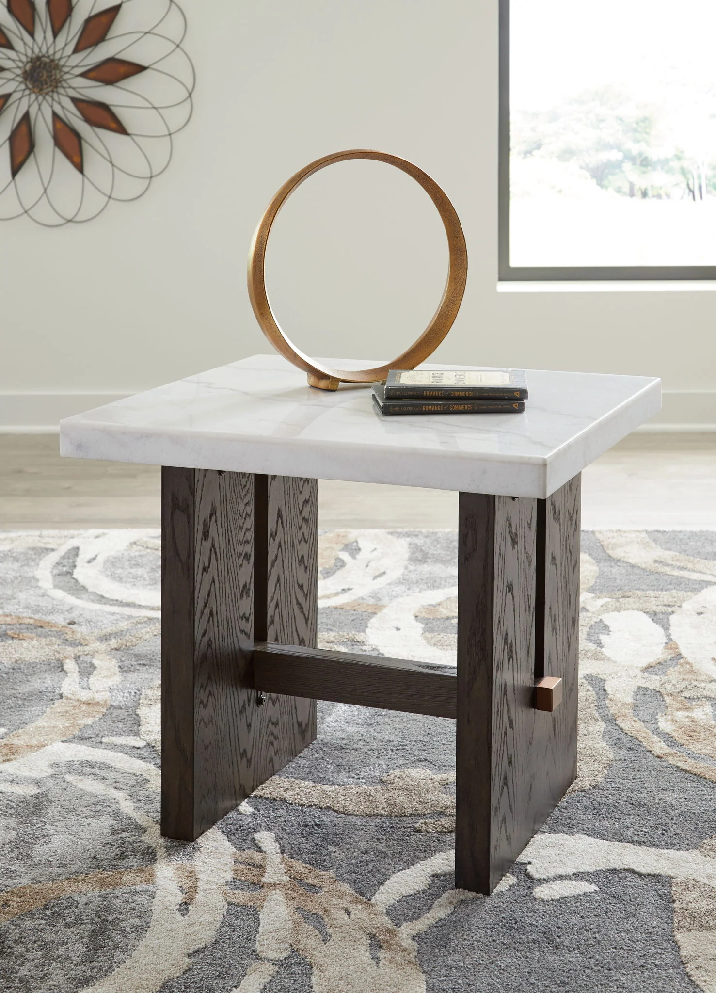 Burkhaus - Rectangular End Table - White / Dark Brown - Image 3
