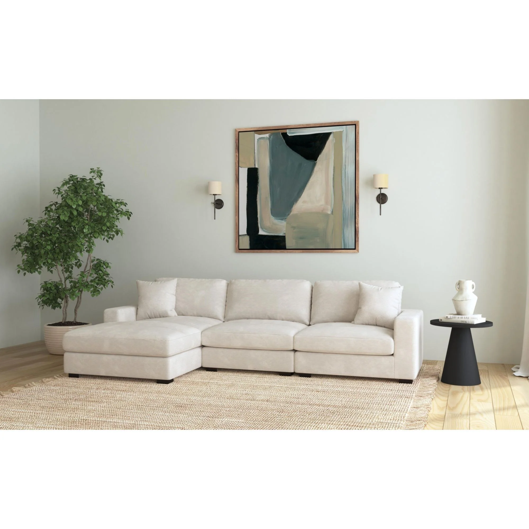 Arizona - Modular LHF Chaise With 1 Pillow 20" - Steno Beige - Image 3