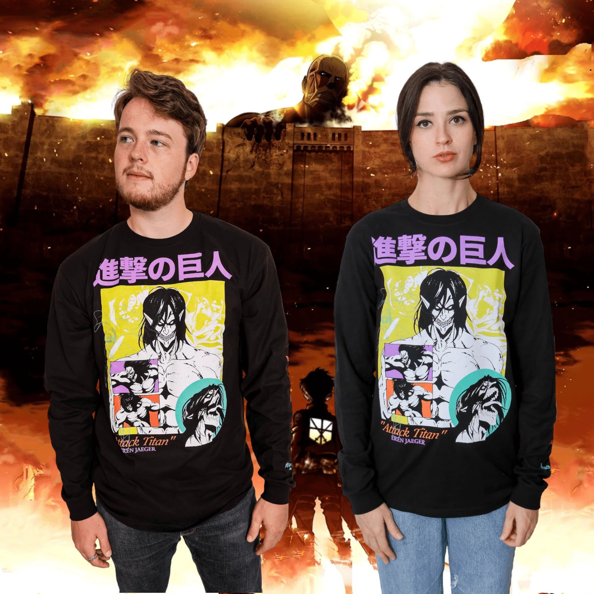 Attack On Titan Eren Jaeger Attack Titan Officially Licensed Adult Long Sleeve T-Shirt - Image 3