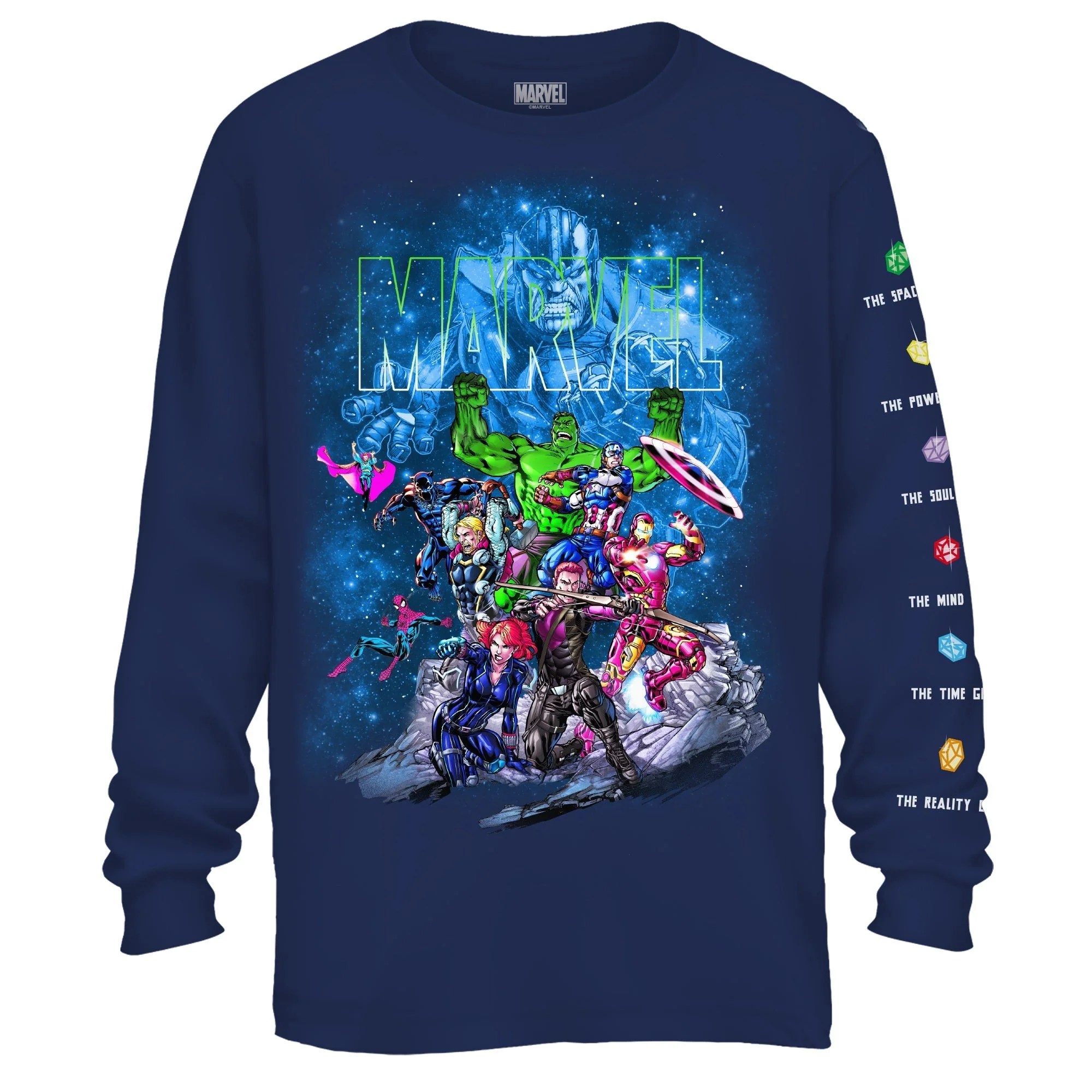 Avengers Space Team Vs Thanos Marvel Adult Long Sleeve T Shirt - Image 1