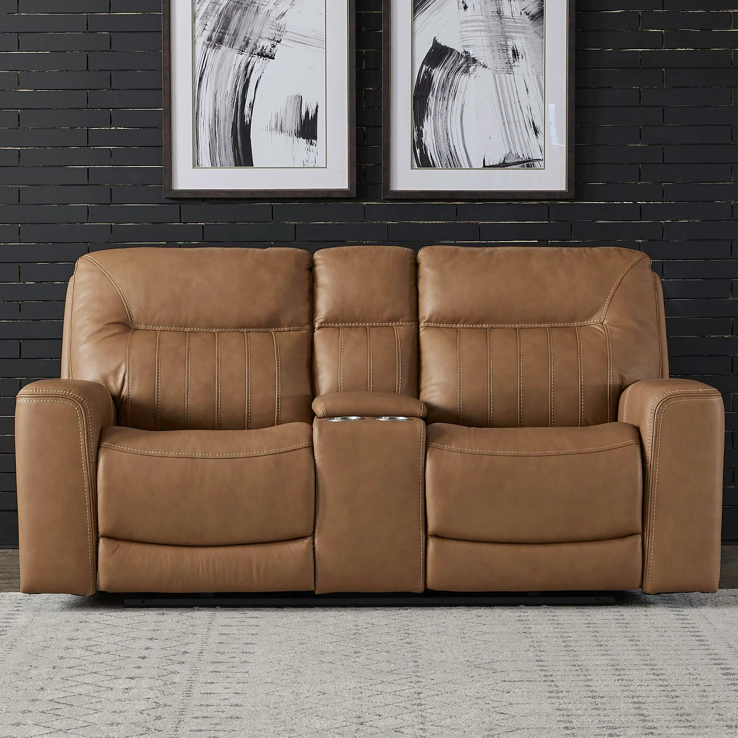 Bennett - Loveseat With Console P2 & ZG - Butternut - Image 1