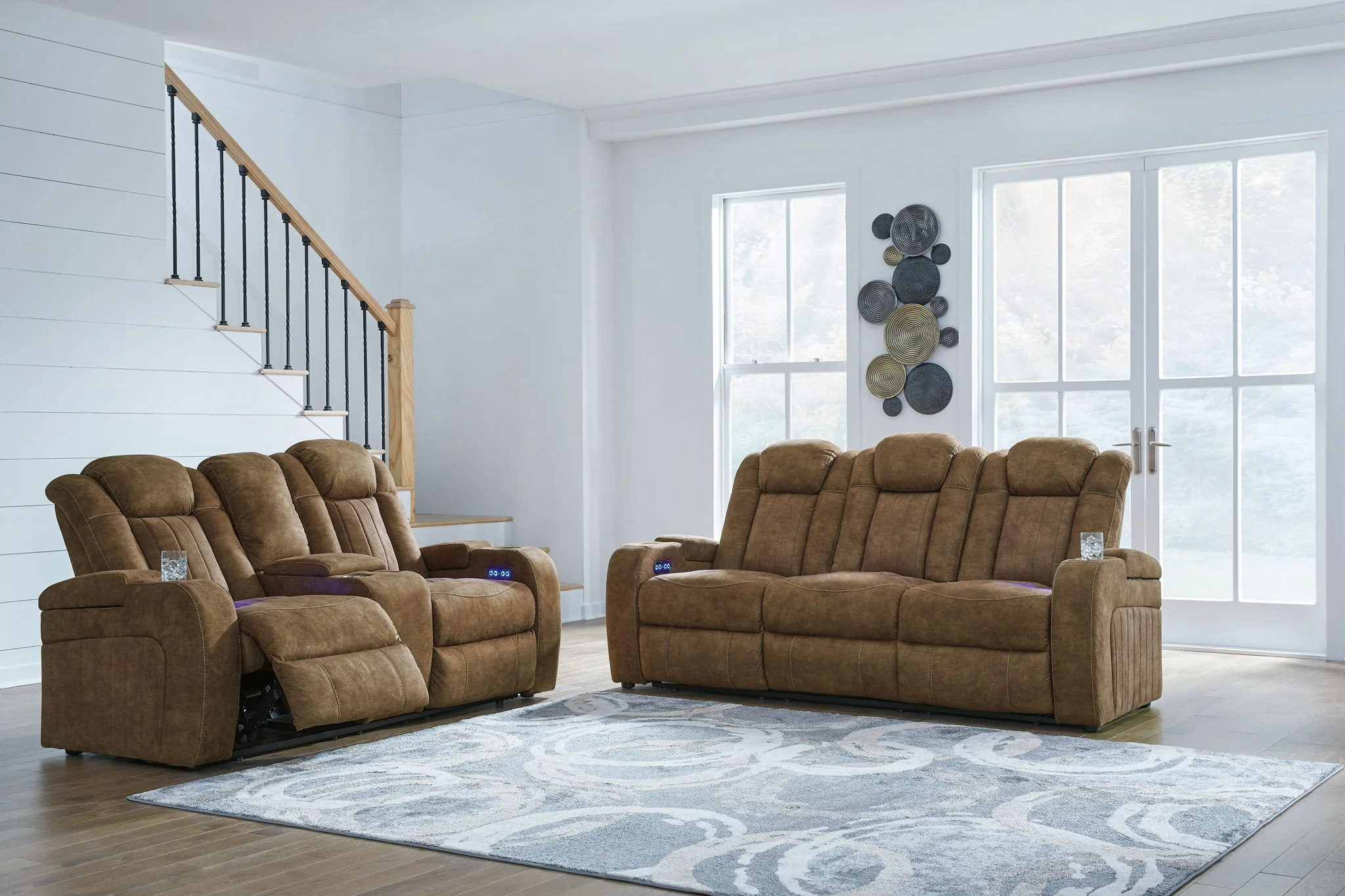 Wolfridge - 2 Pc. - Power Reclining Sofa, Power Reclining Loveseat With Console - Brindle - Image 1