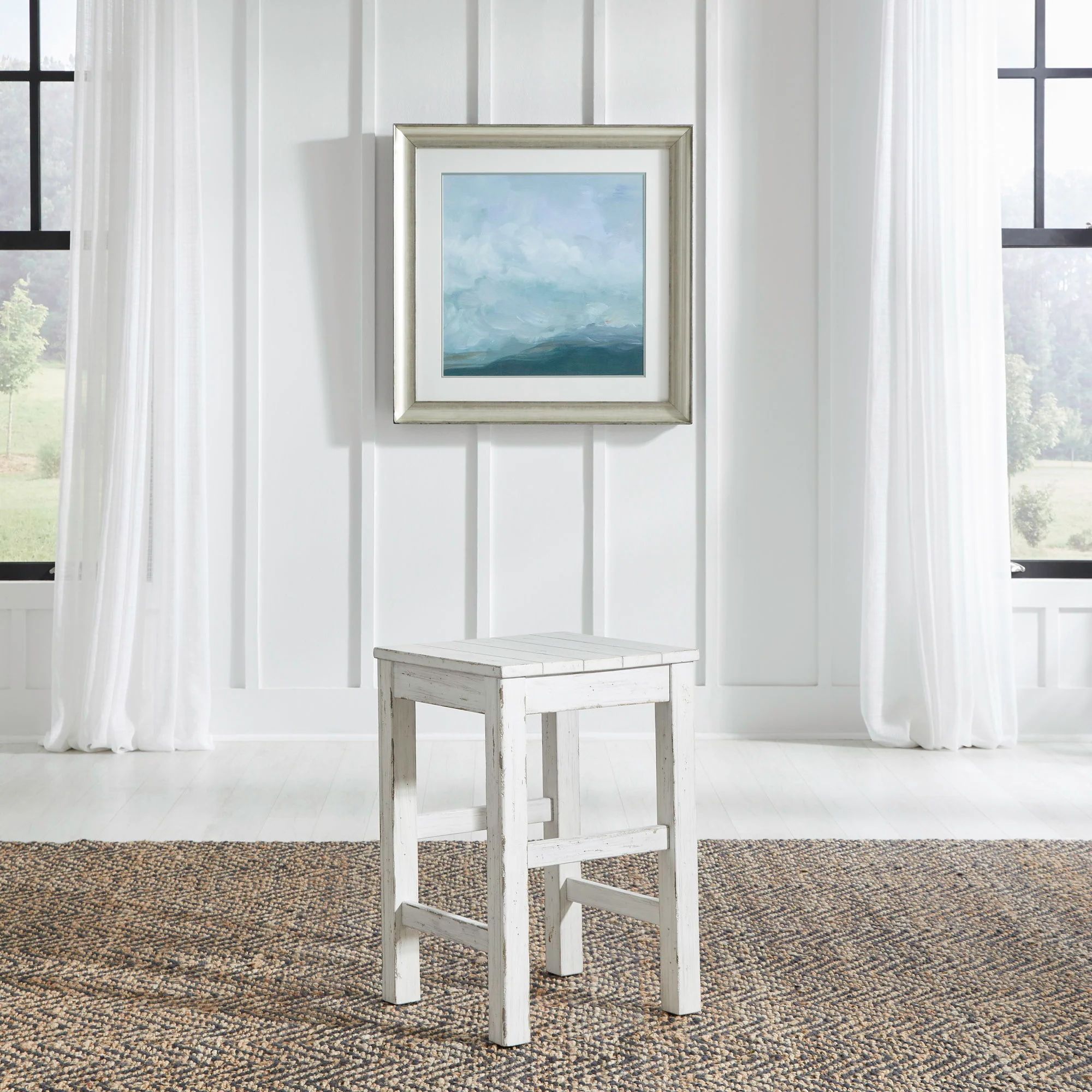 River Place - Console Stool - Riverstone White & Tobacco - Image 1