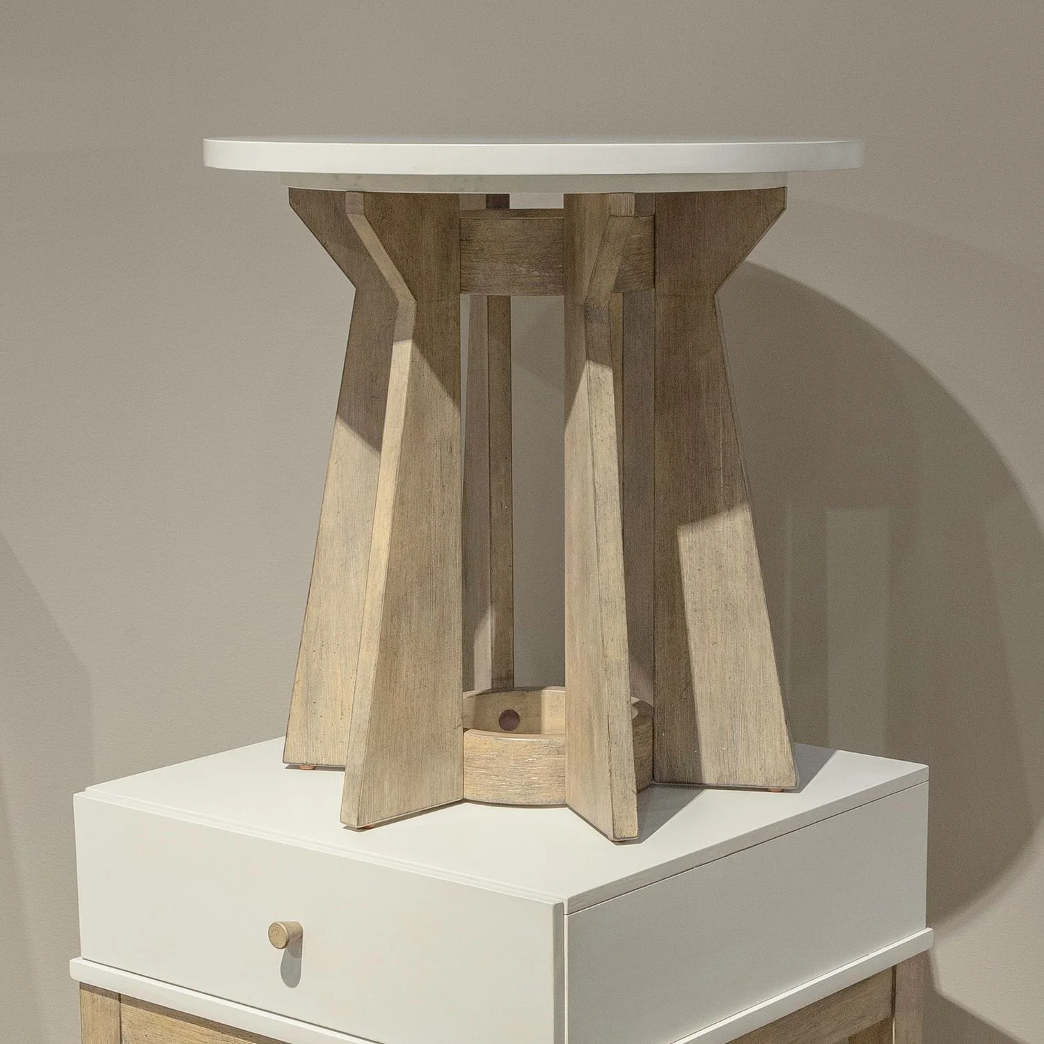 Berkley Square - Round End Table - Linen & Khaki - Image 1