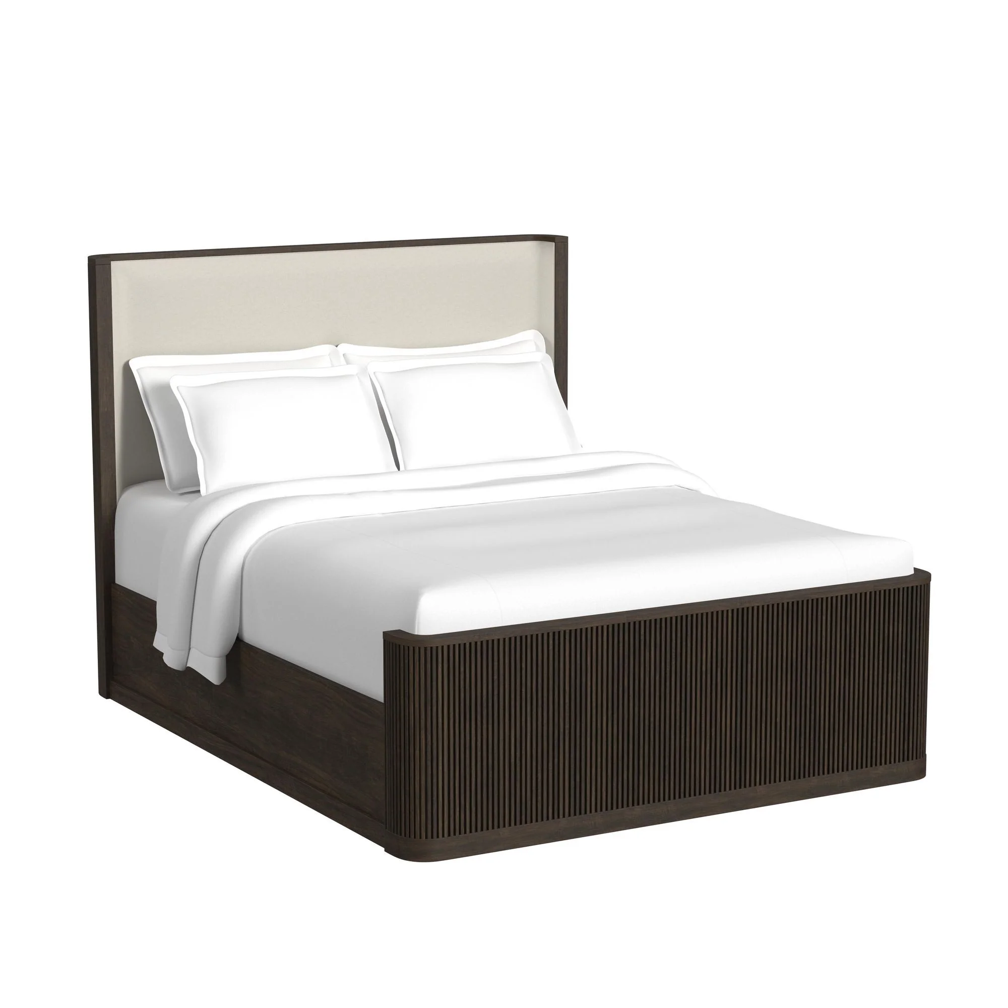 Sylvie - Queen Upholstered Headboard And Panel Footboard And Slats - Dark Brown - Image 1