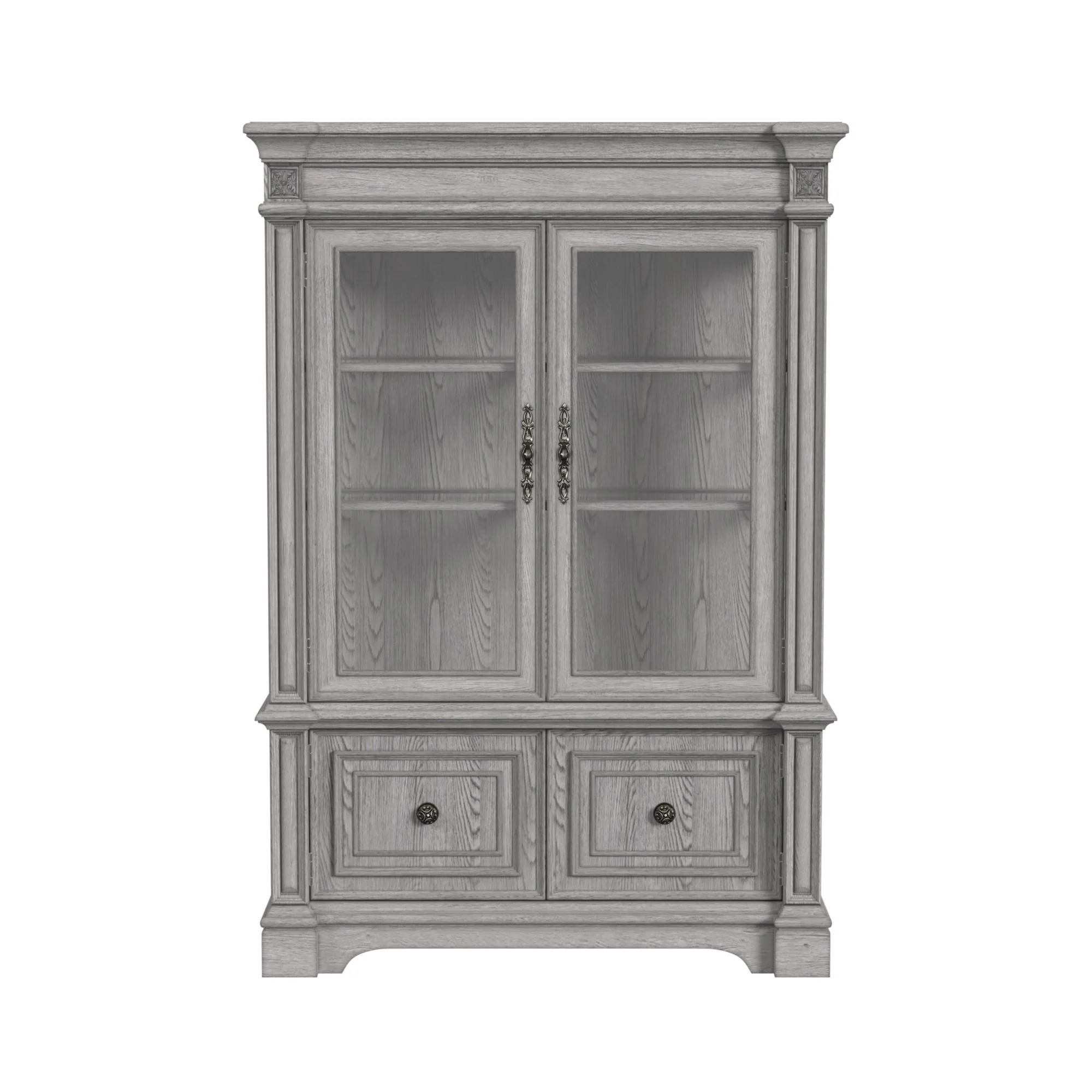 Glenmore - Curio Top With 2 LED Lights - Aged Gray - Image 3