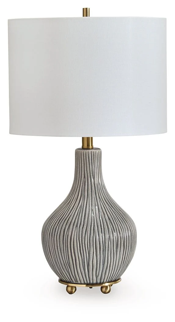 Judlen - Ceramic Table Lamp - Gray / Gold Finish - Image 1