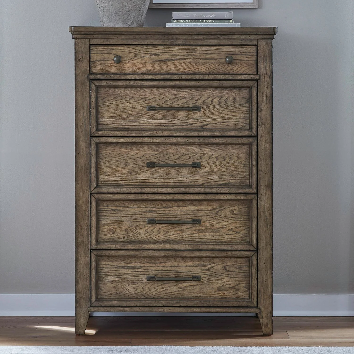 Carolina Park - 5 Drawer Chest - Amber Brown - Image 1