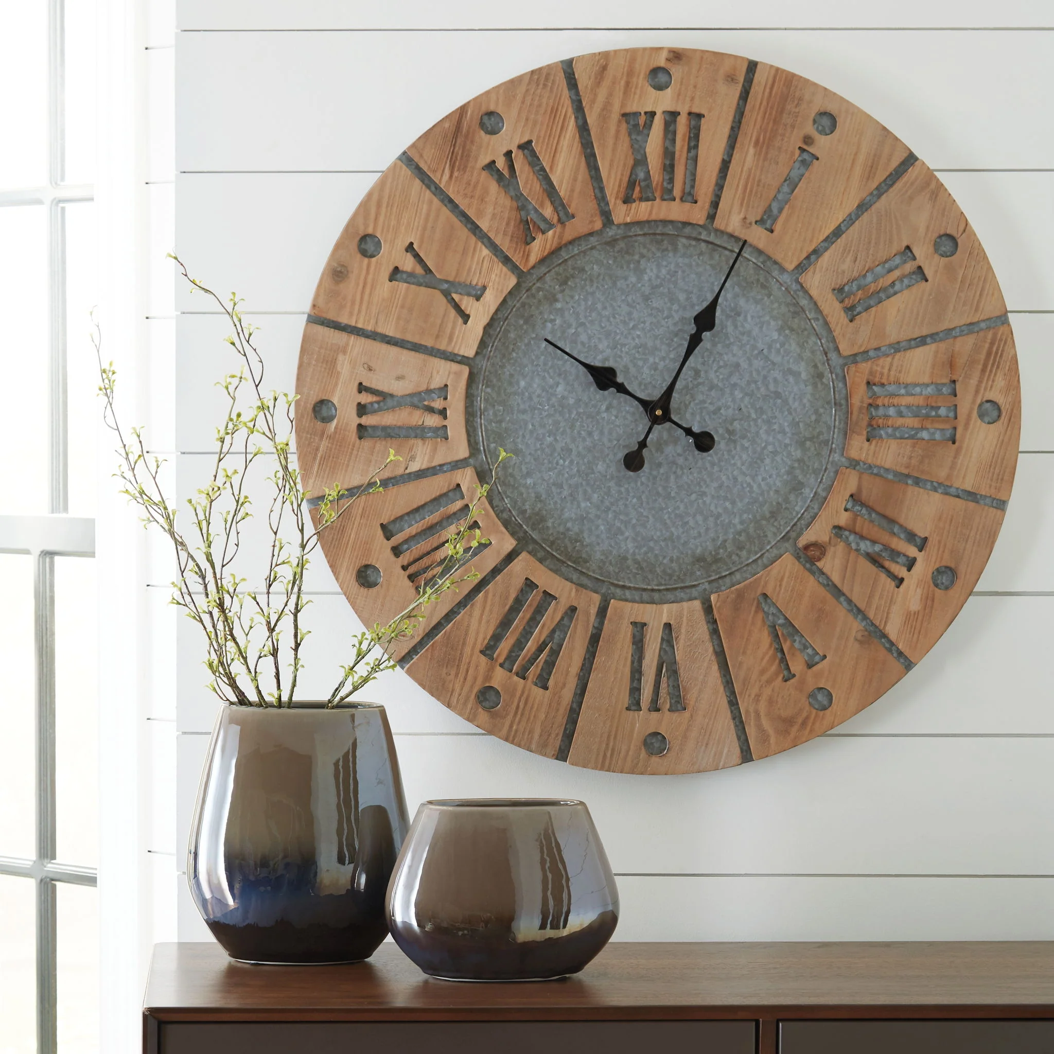 Payson - Wall Clock - Antique Gray / Natural - Image 2