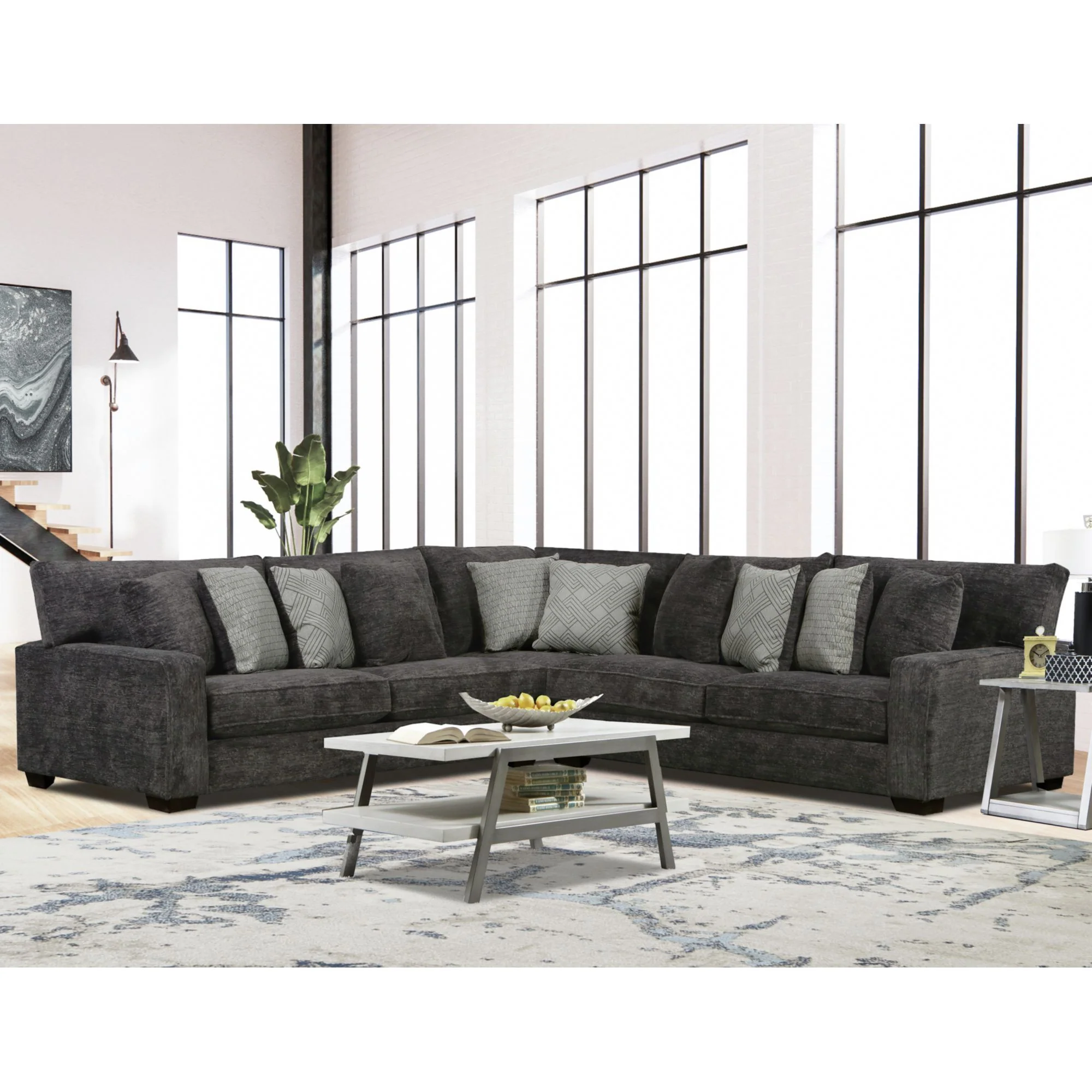 Tully - LHF Sofa With 4 Pillows - Galactic Charcoal - Image 3