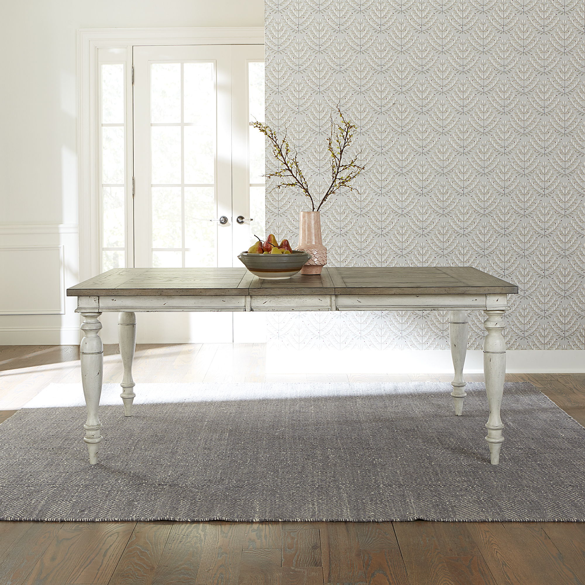 Whitney – Rectangular Leg Table – Antique Linen / Weathered Gray