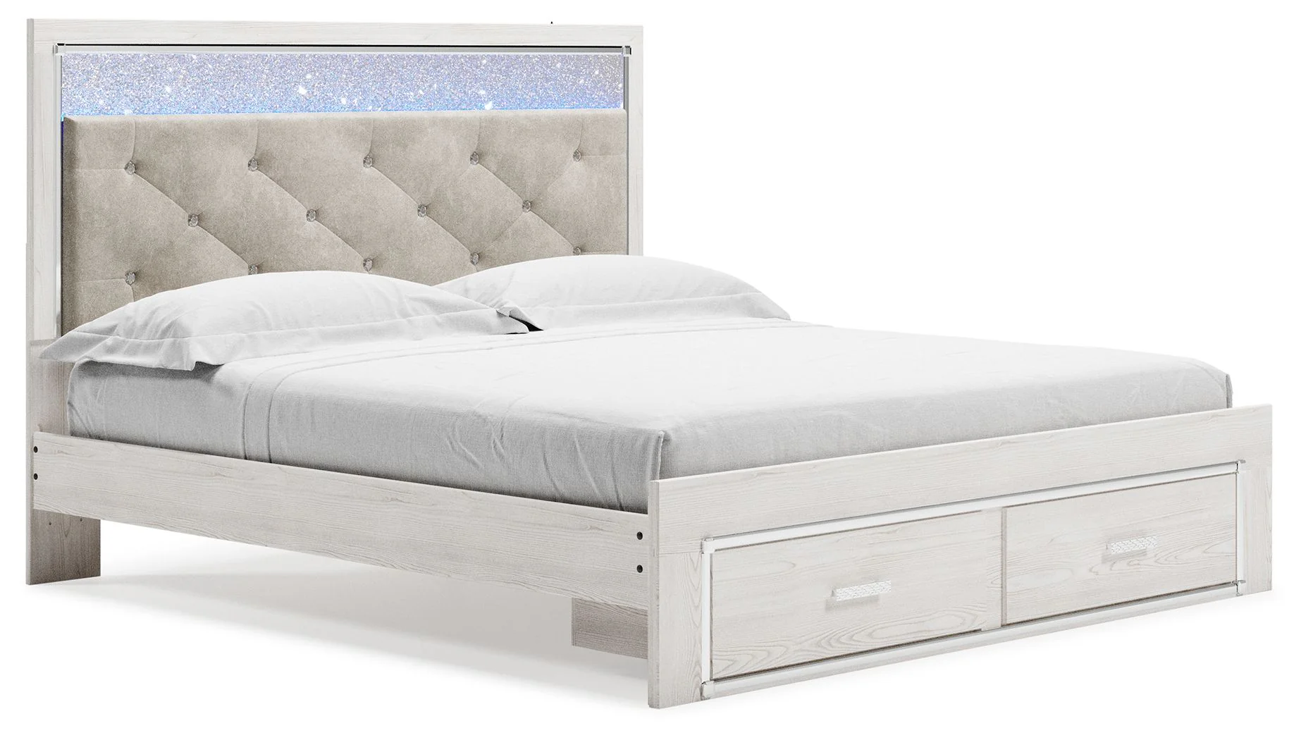 Altyra – King Upholstered Storage Bed – White