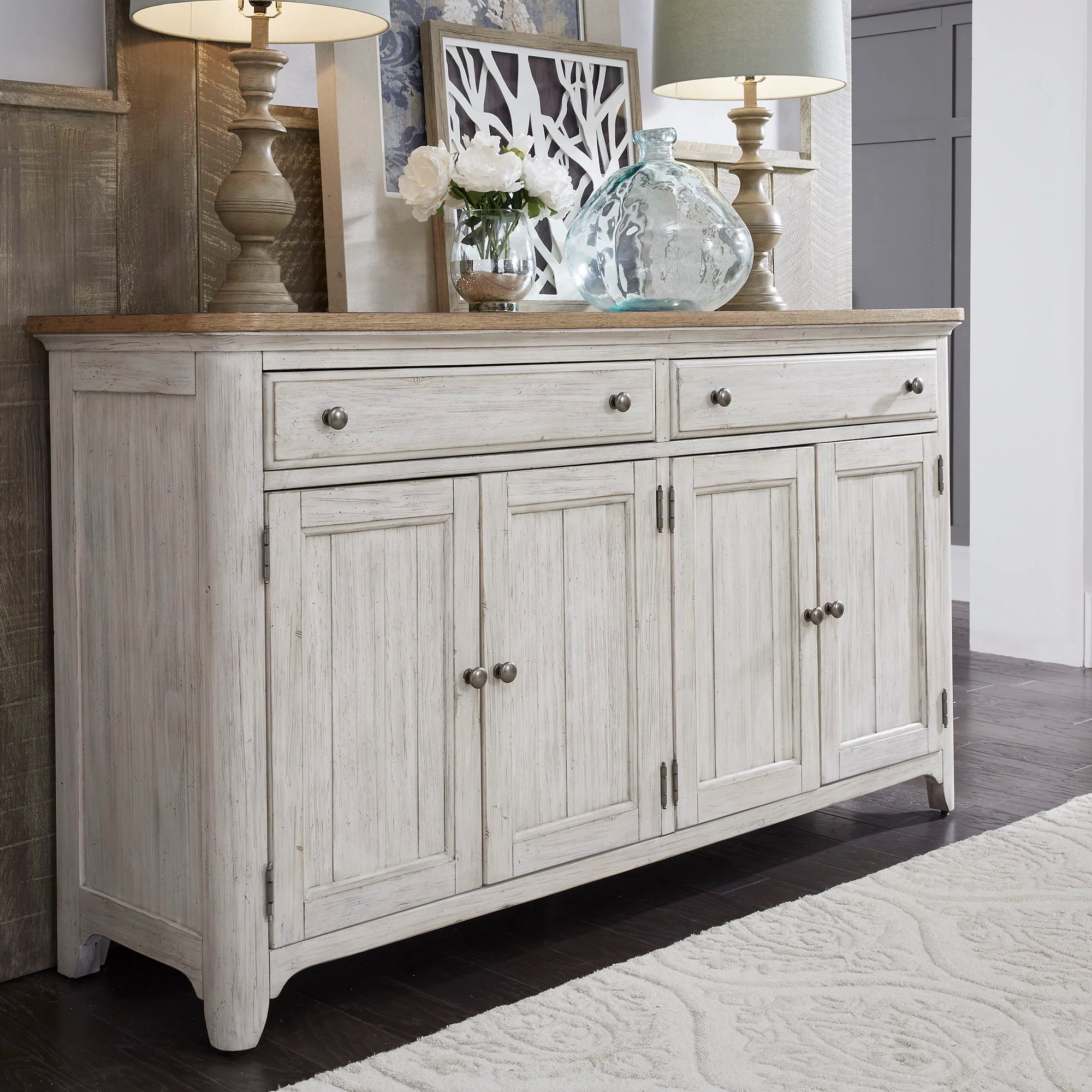 Farmhouse Reimagined - Server - Antique White / Chestnut Tops - Image 3