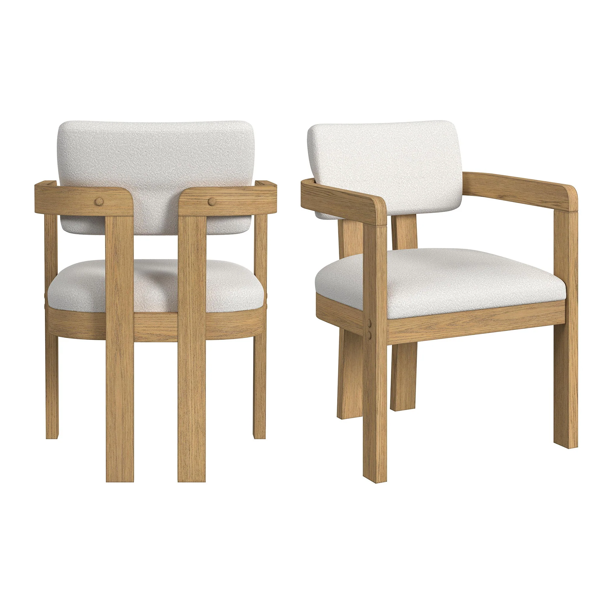 Portland – Fabric Arm Chair (Set of 2) – Natural / Snow White