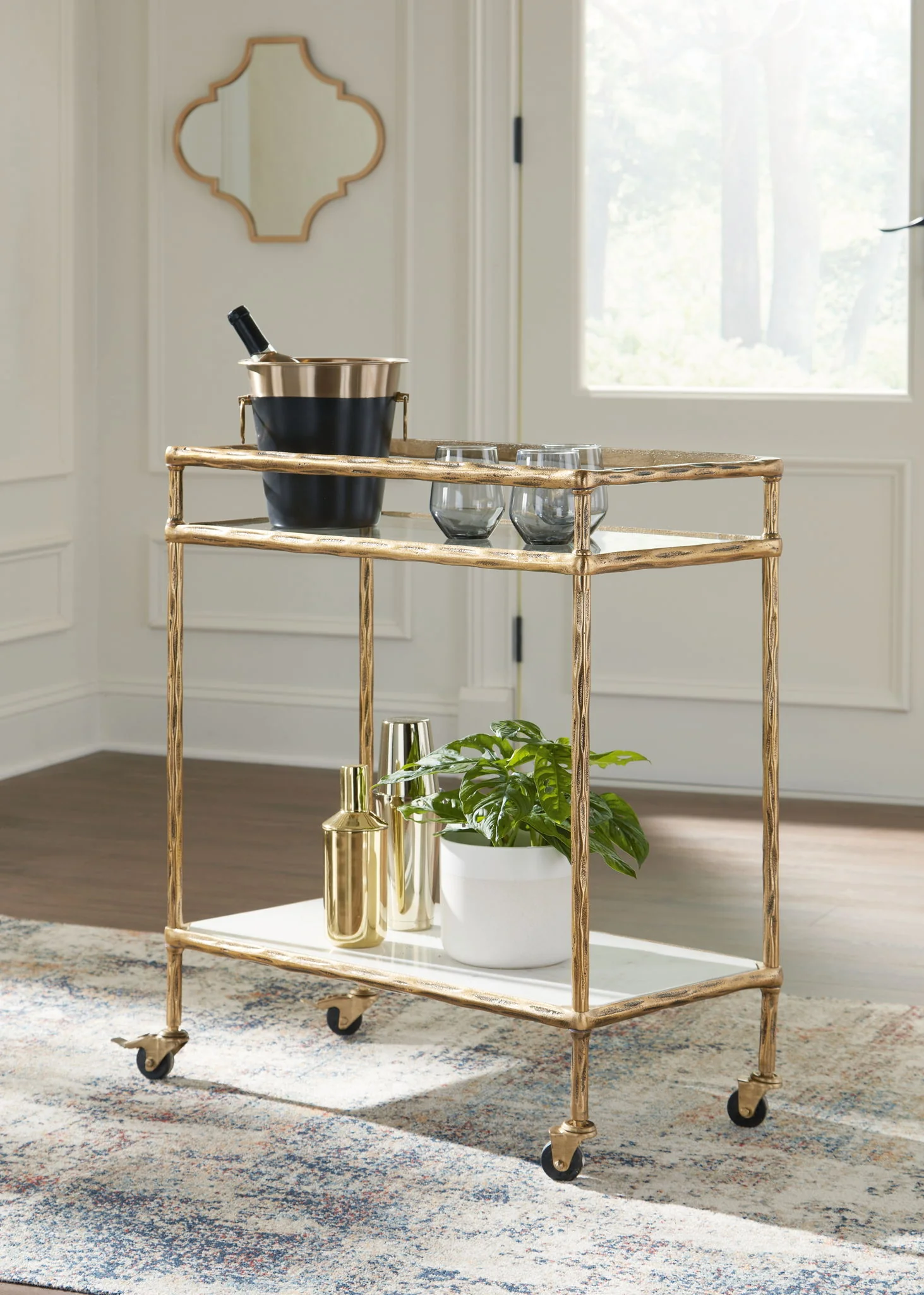 Plattfield - Bar Cart - Antique Gold Finish - Image 3
