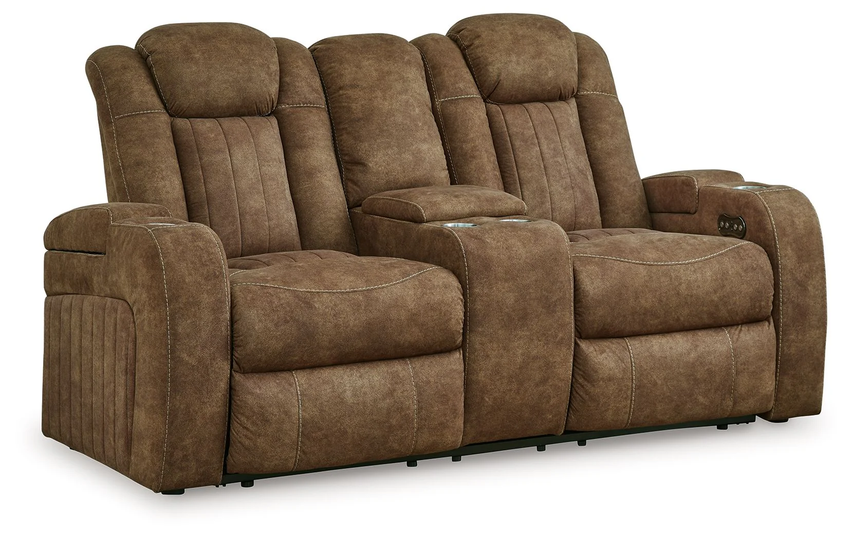 Wolfridge – Power Reclining Loveseat With Console /Adj Hdrst – Brindle