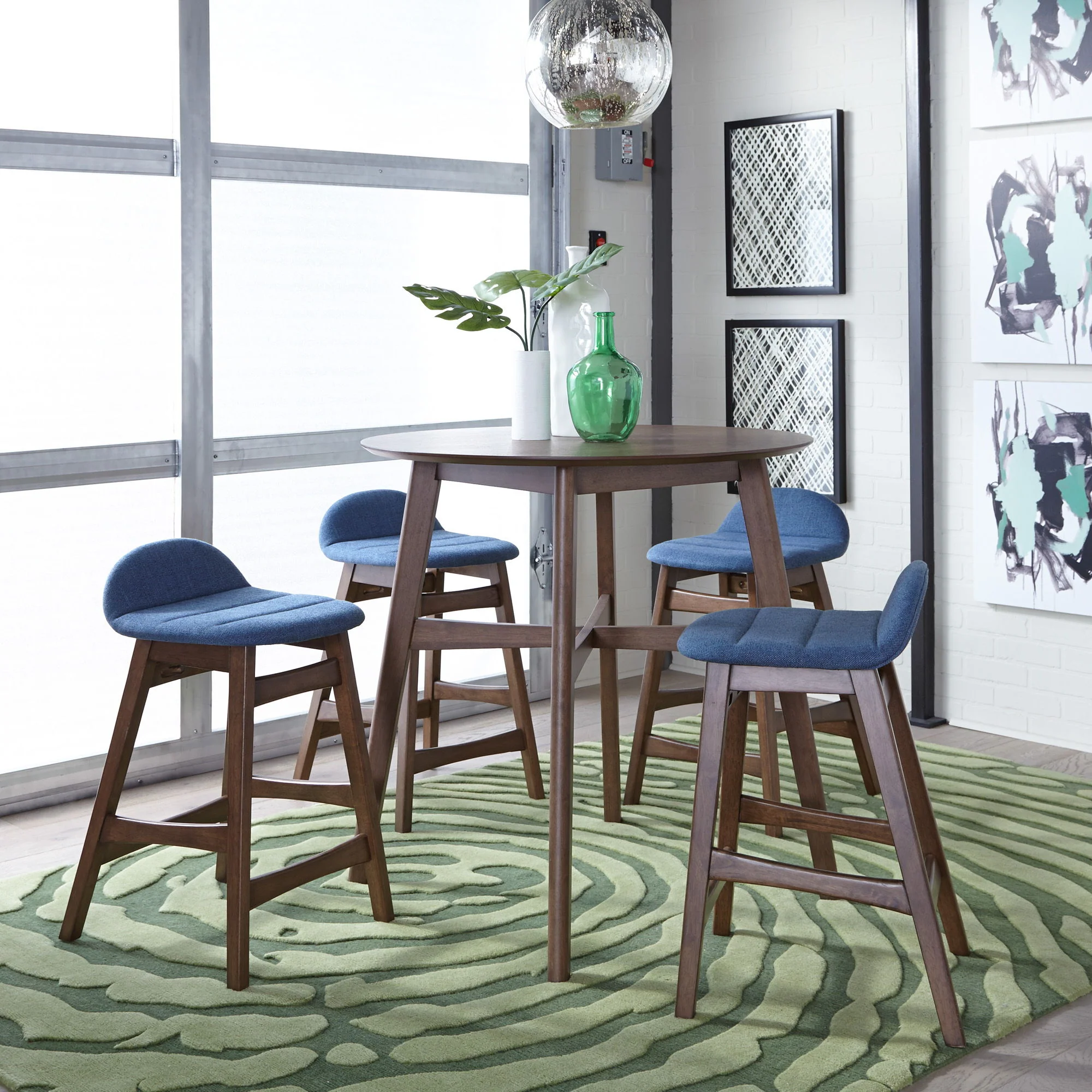Space Savers - 5 Piece Gathering Table Set - Walnut - Image 1