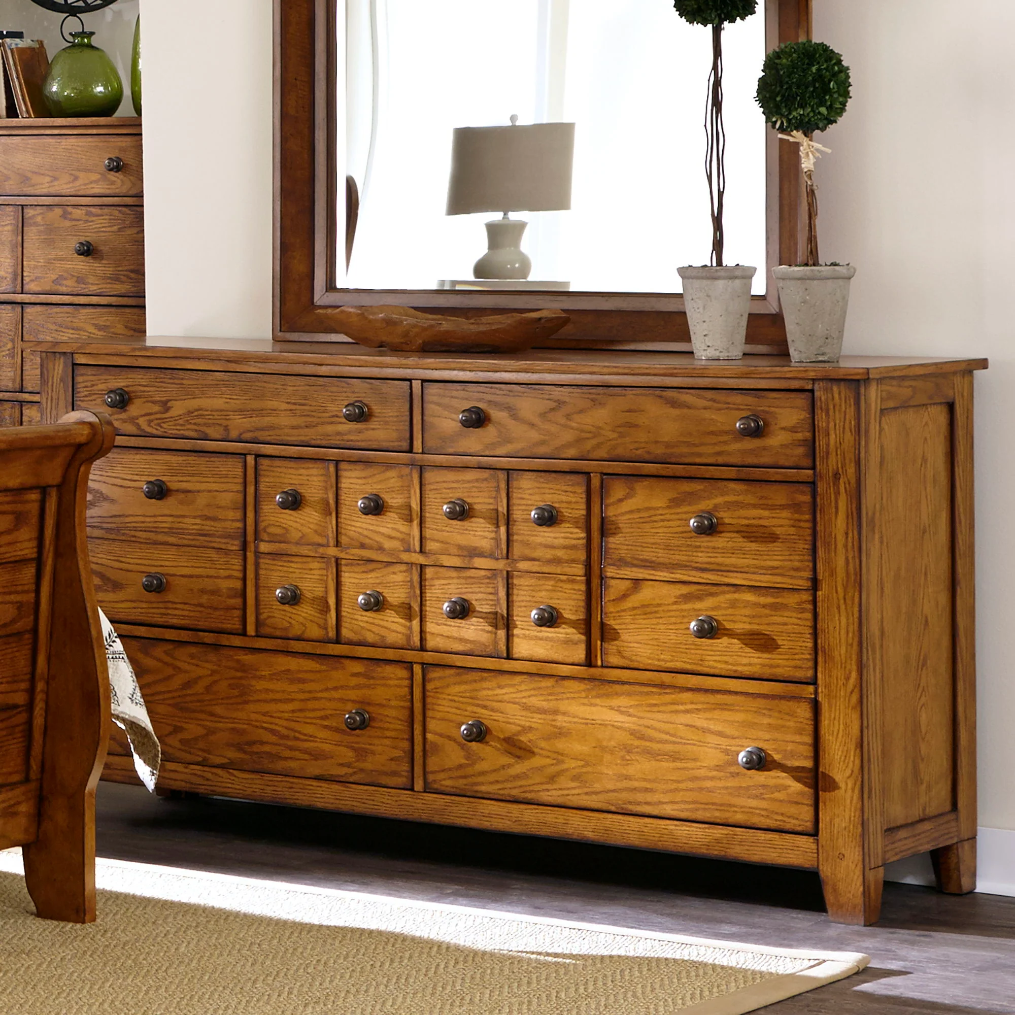 Grandpas Cabin - 7 Drawer Dresser - Aged Oak - Image 1