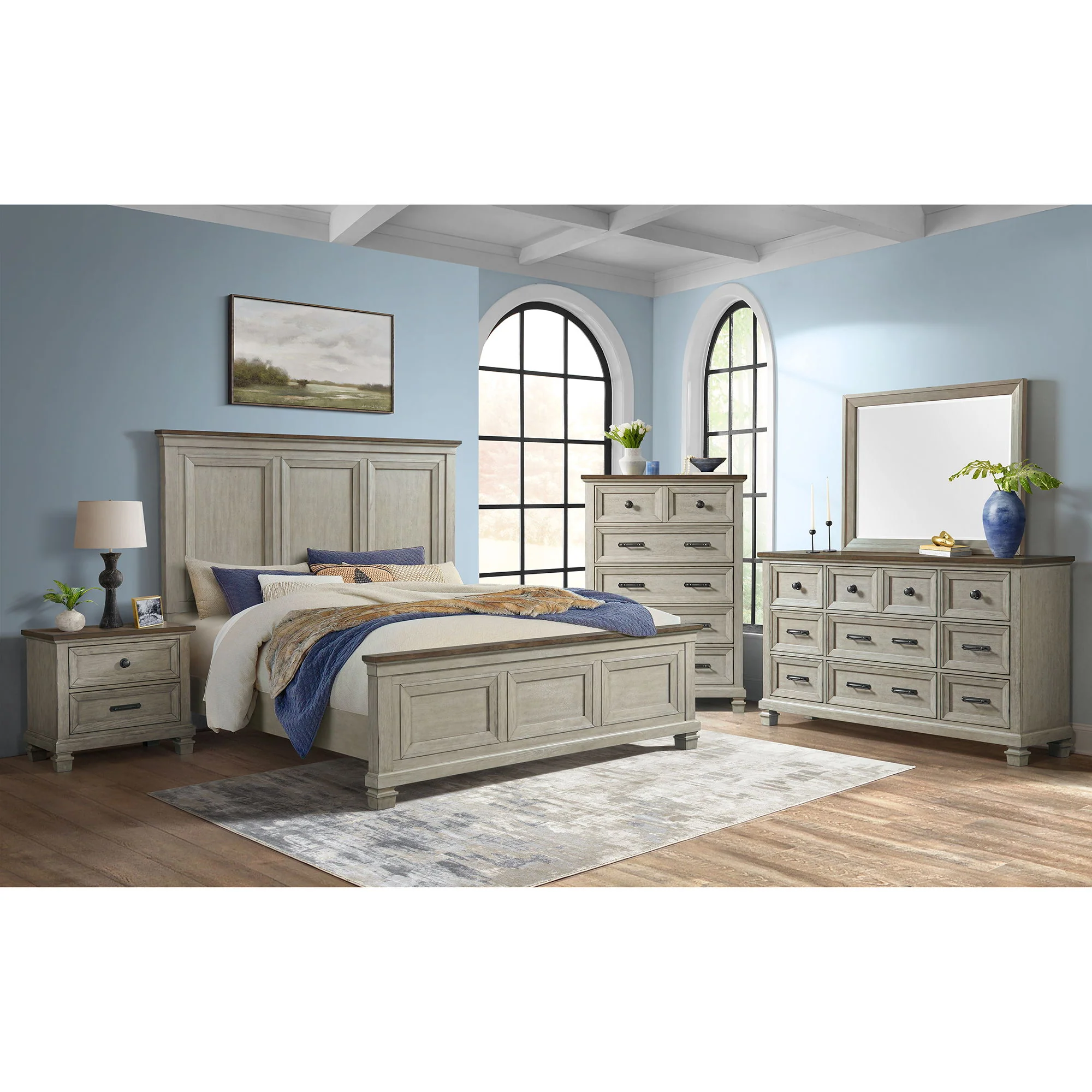 Farmington - 2 Drawer Nightstand With USB - Medium Brown / Washed Stone - Image 3