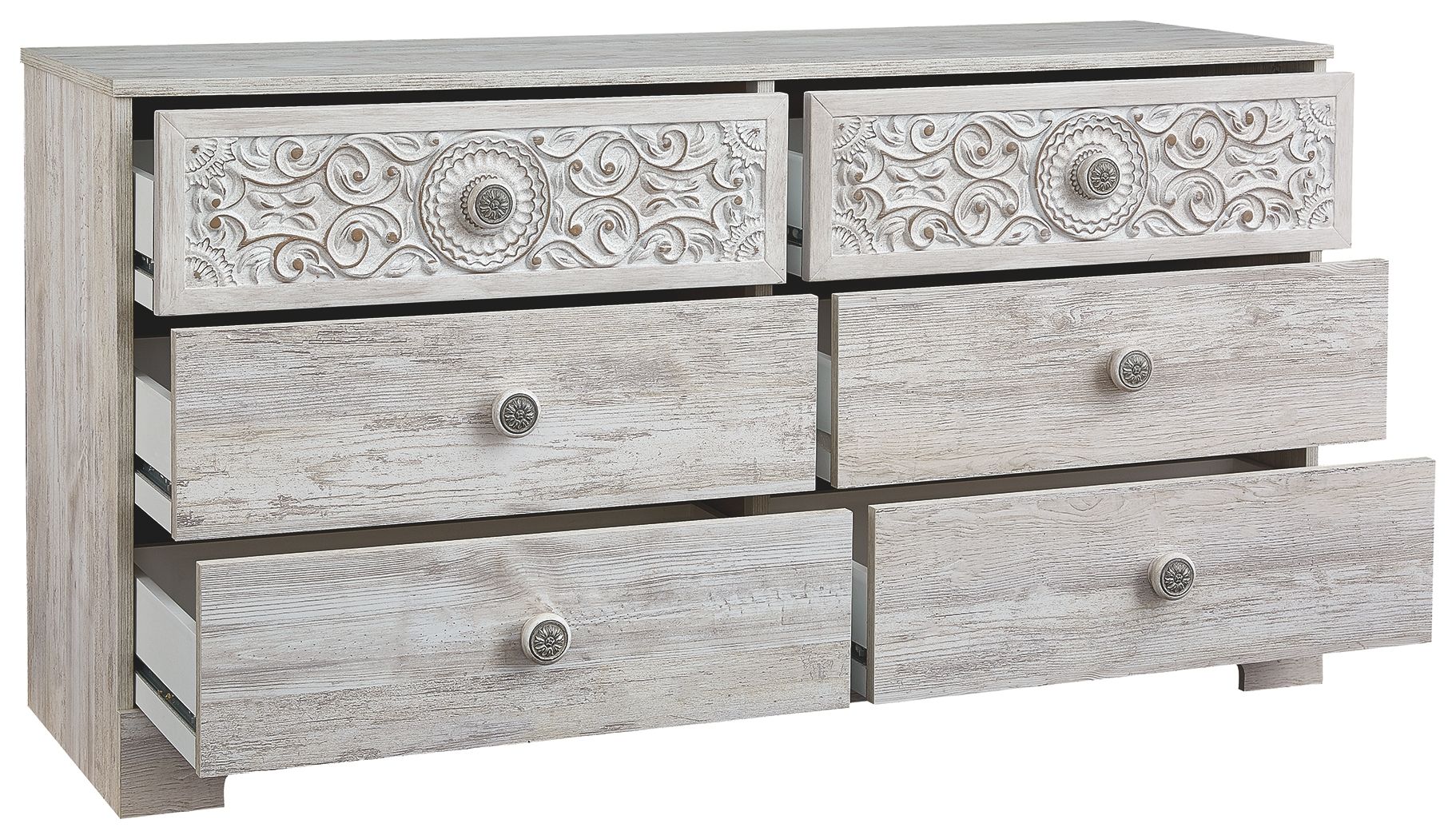 Paxberry - Six Drawer Dresser - Vinyl-Wrapped - Whitewash - Image 3