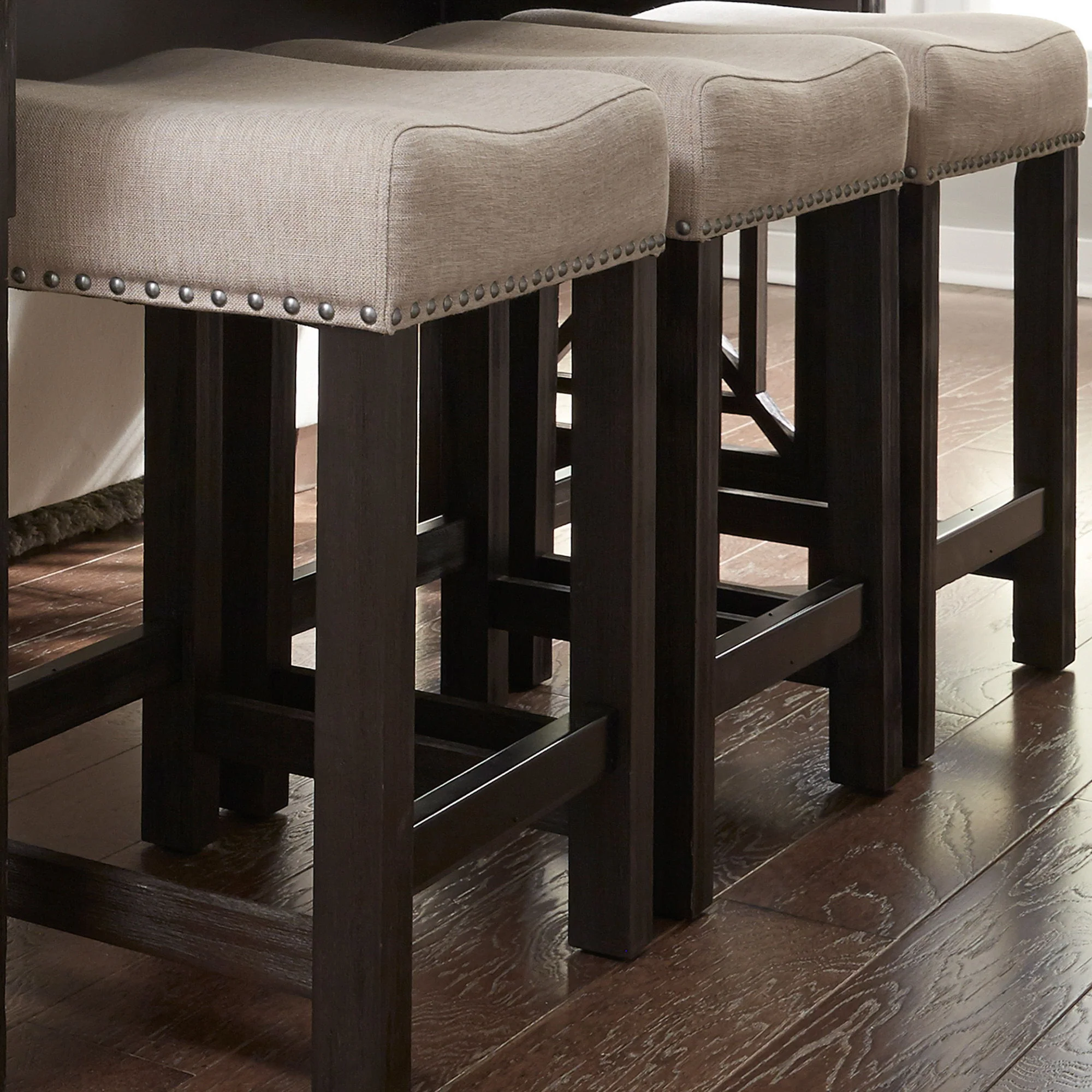 Heatherbrook - Upholstered Console Stool - Charcoal & Ash - Image 3