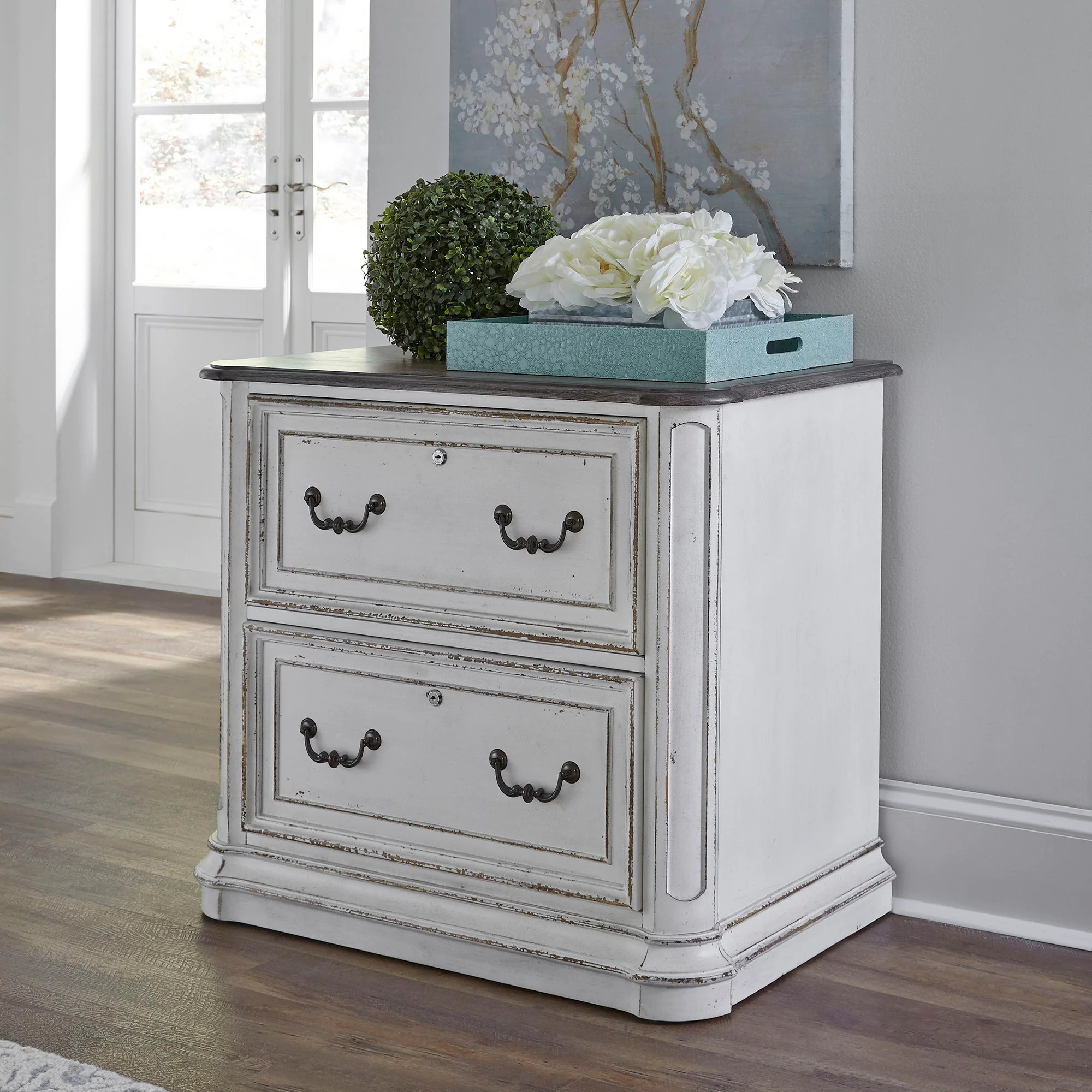 Magnolia Manor - Jr Executive Media Lateral File - Antique White - Image 1