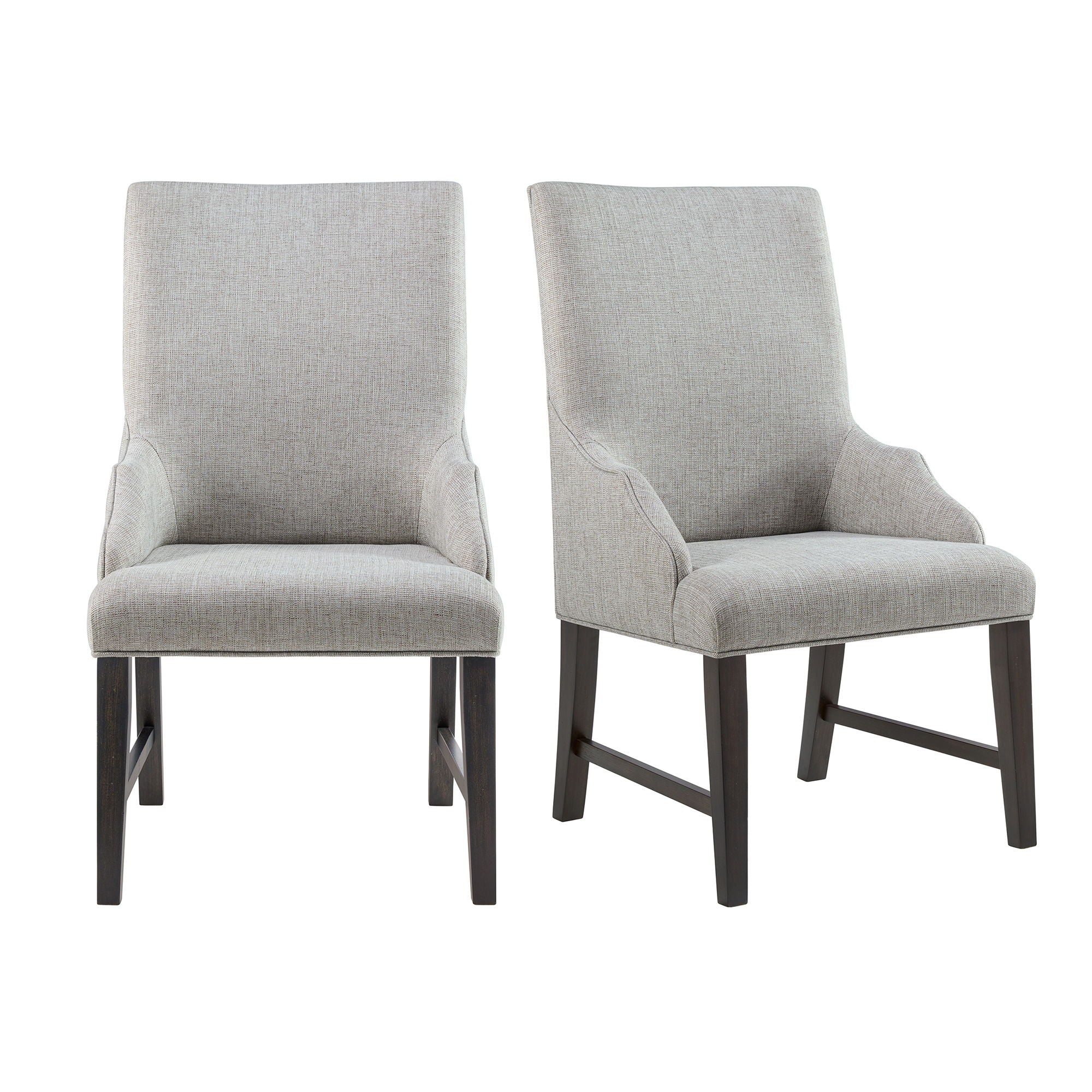 Montrose – Fabric Dining Host Chair (Set of 2) – Espresso / Light Gray