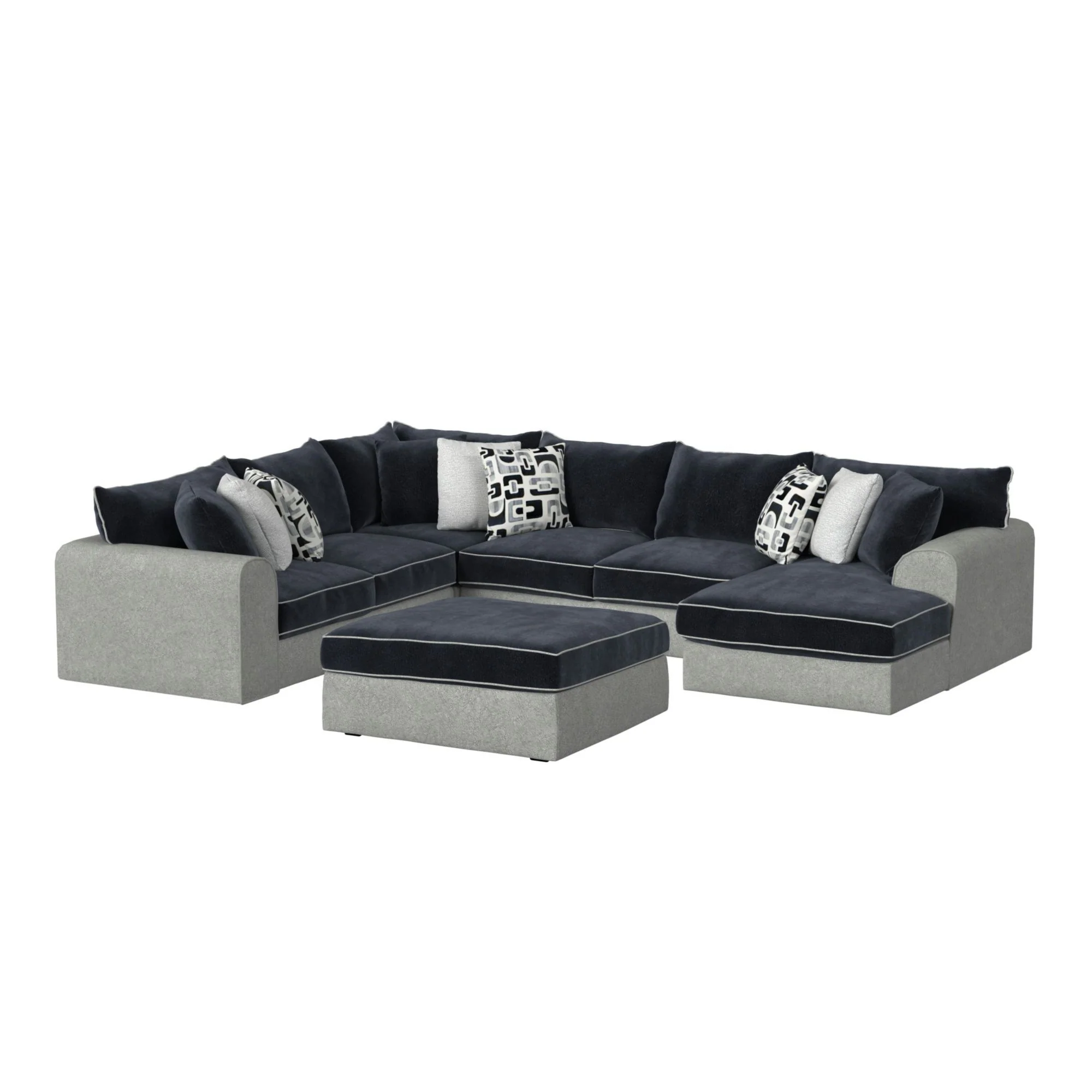 Klein - LHF Armless Return Sofa With 3 Pillows - Bentley Ash / Zaftig Ebony - Image 3
