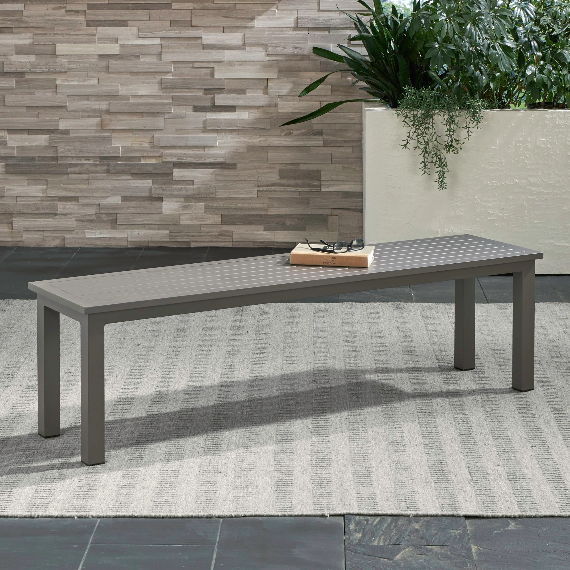 Plantation Key – Outdoor Dining Bench – Granite
