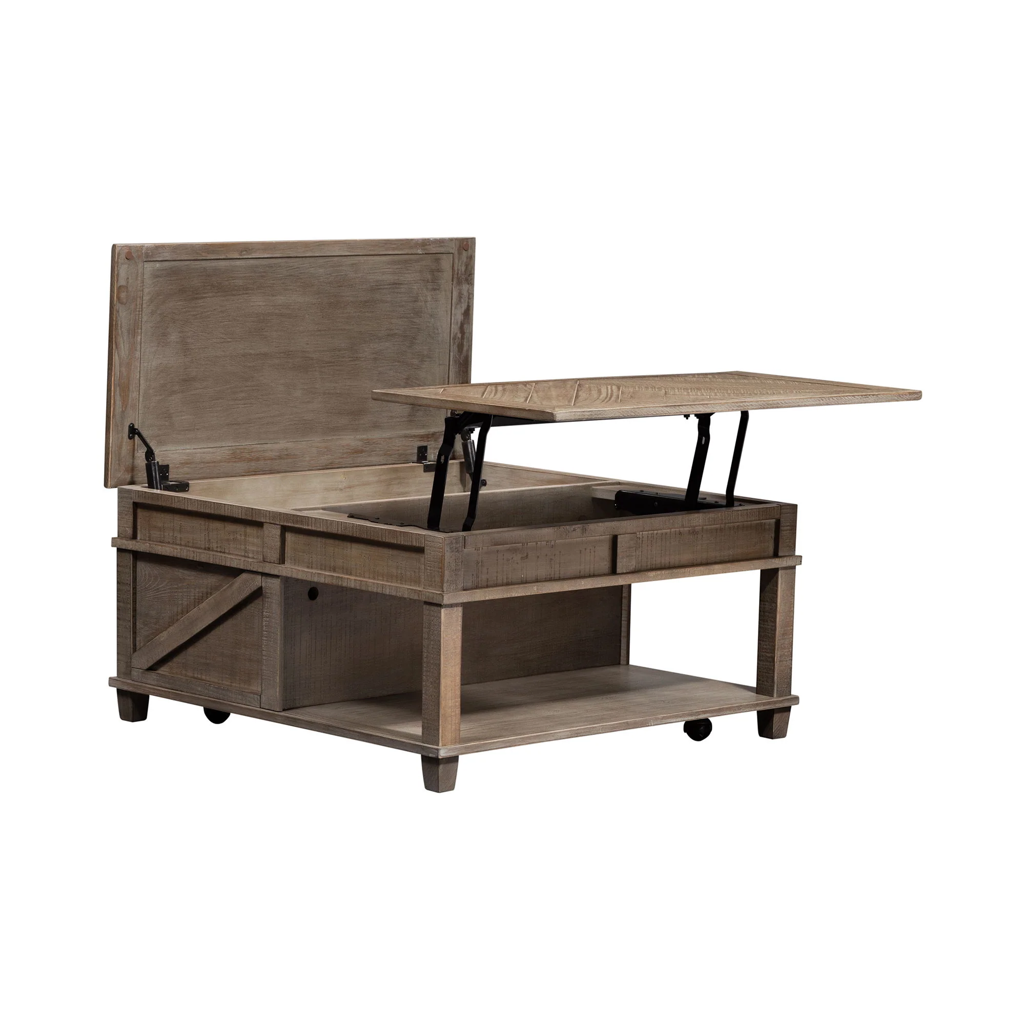 Parkland Falls - Square Lift Top Cocktail Table - Weathered Taupe - Image 3