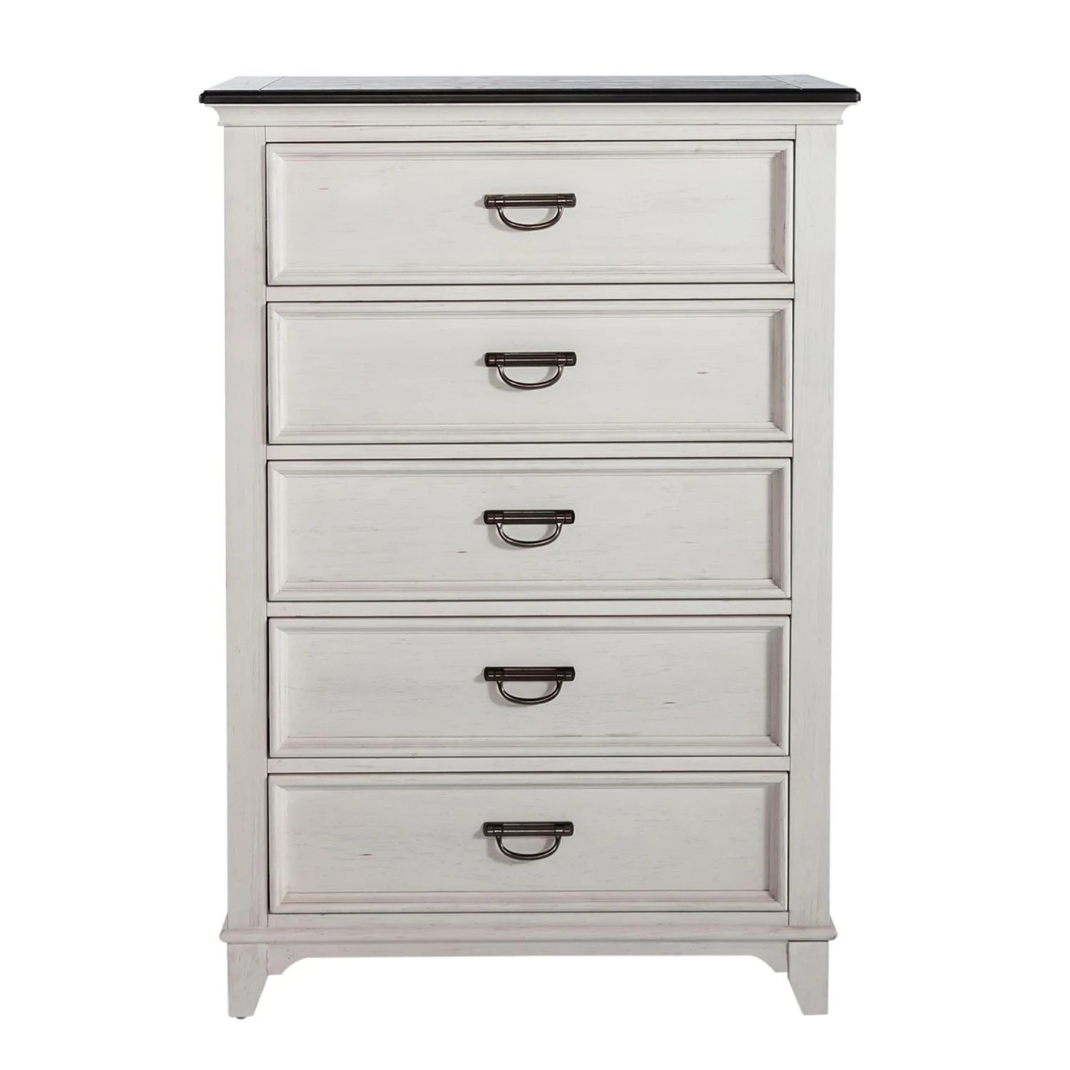 Allyson Park - 5 Drawer Chest - Wirebrushed White / Charcoal - Image 2