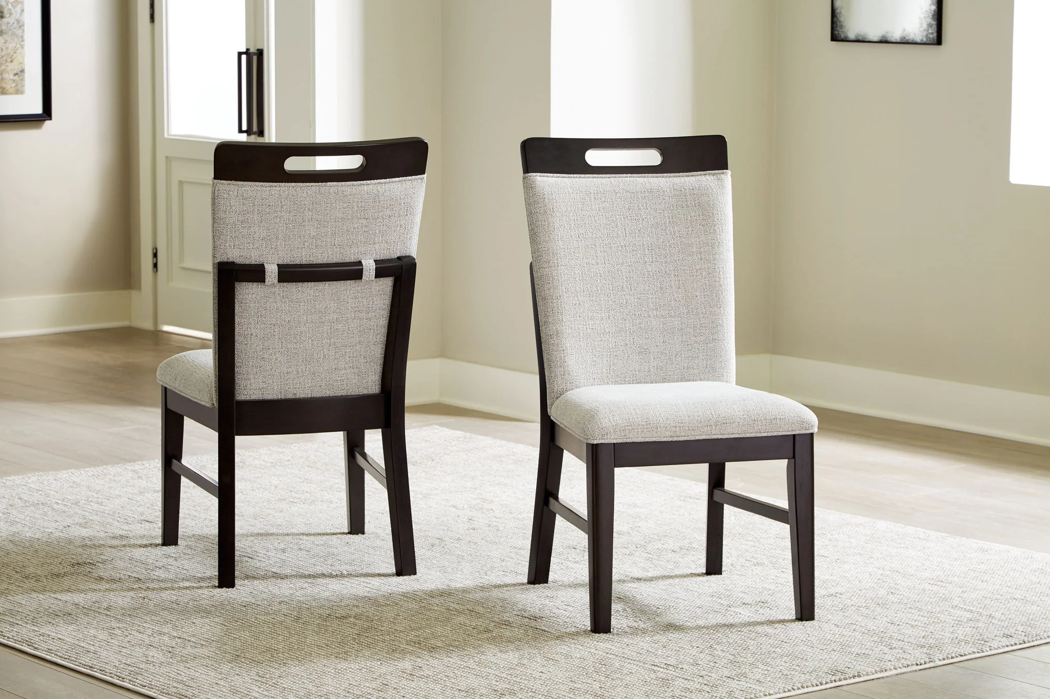 Neymorton - Dining Upholstered Side Chair (Set of 2) - Light Gray / Brown - Image 3