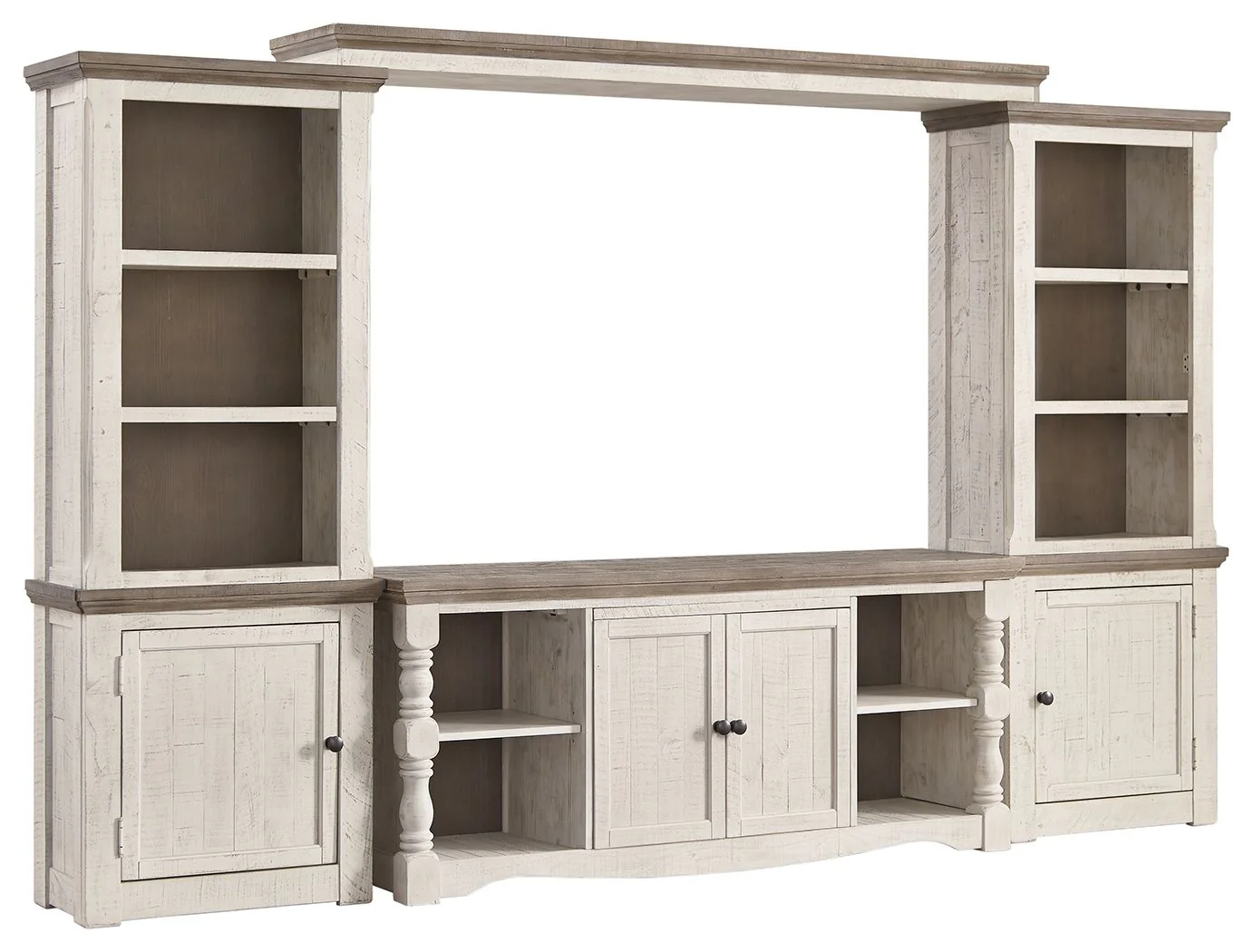 Havalance – 4 Pc. – Entertainment Center – 67″ TV Stand – Brown / Beige