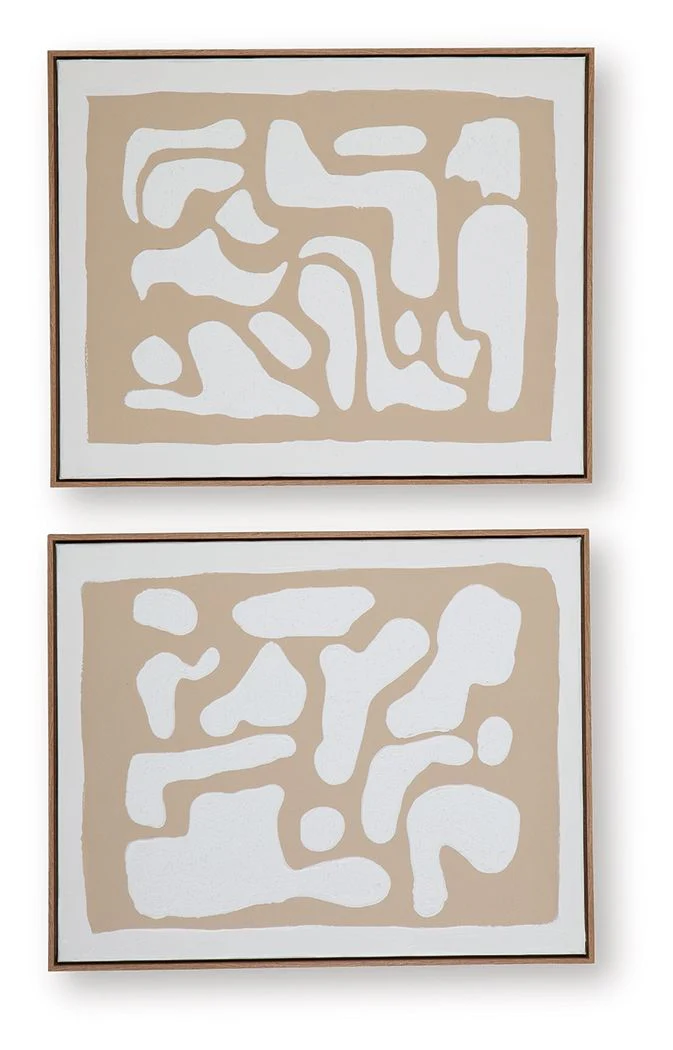 Waldett - Wall Art Set (Set of 2) - Beige / White - Image 3