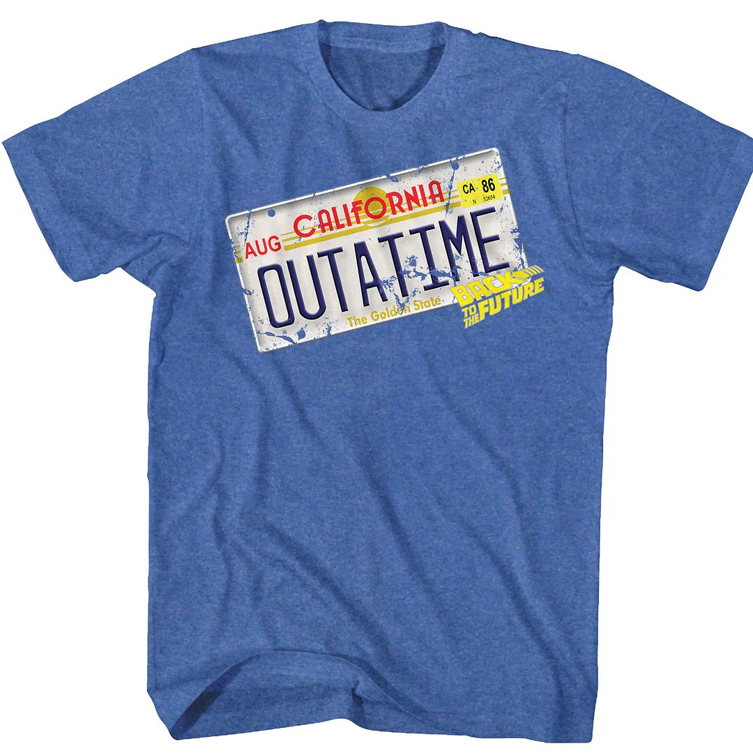 Back To The Future Outatime Delorean Plate Adult T-Shirt - Image 2